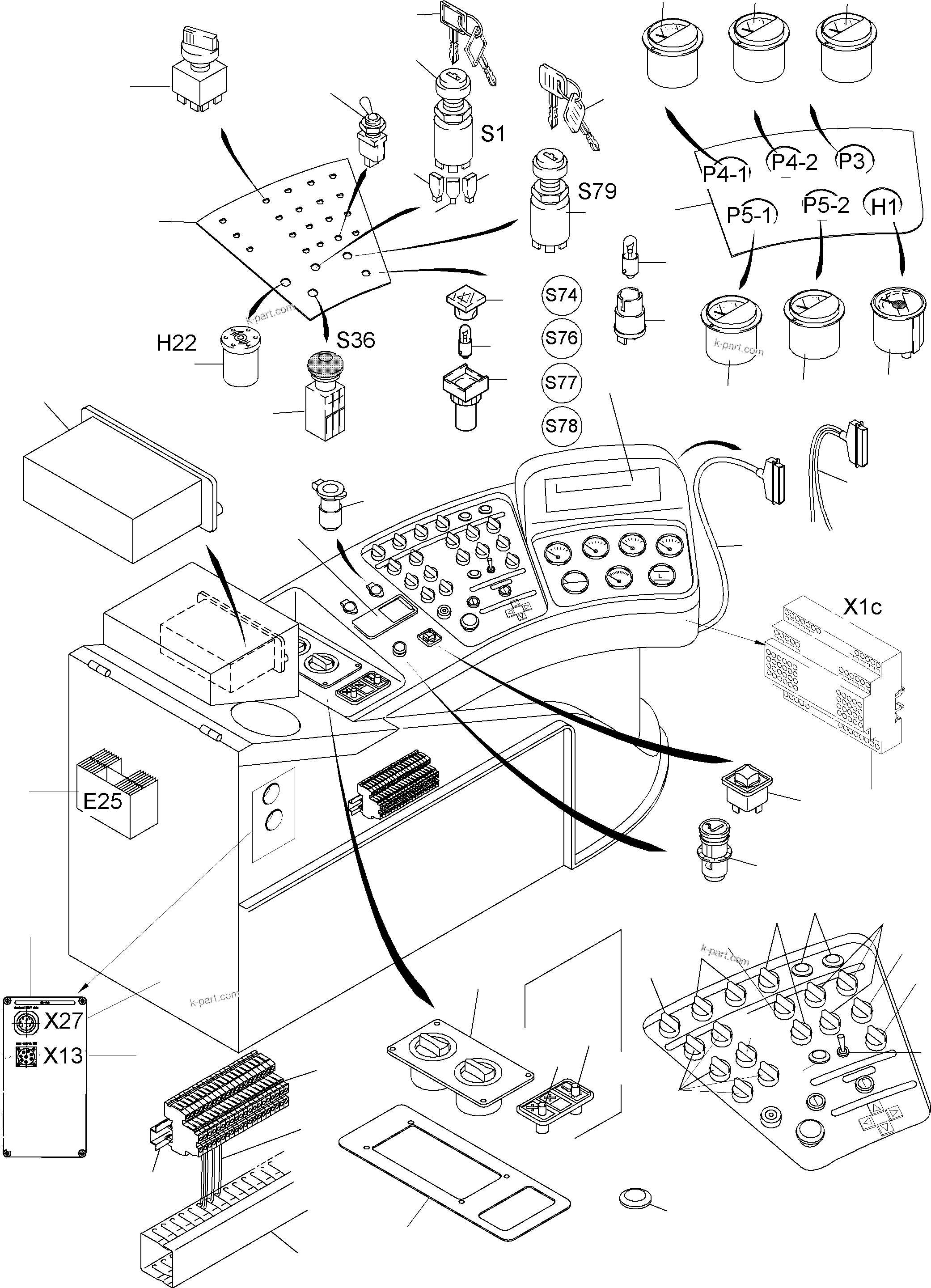 Komatsu parts book diagram for PC5500-6 S/N 15019: OPERATION PANEL