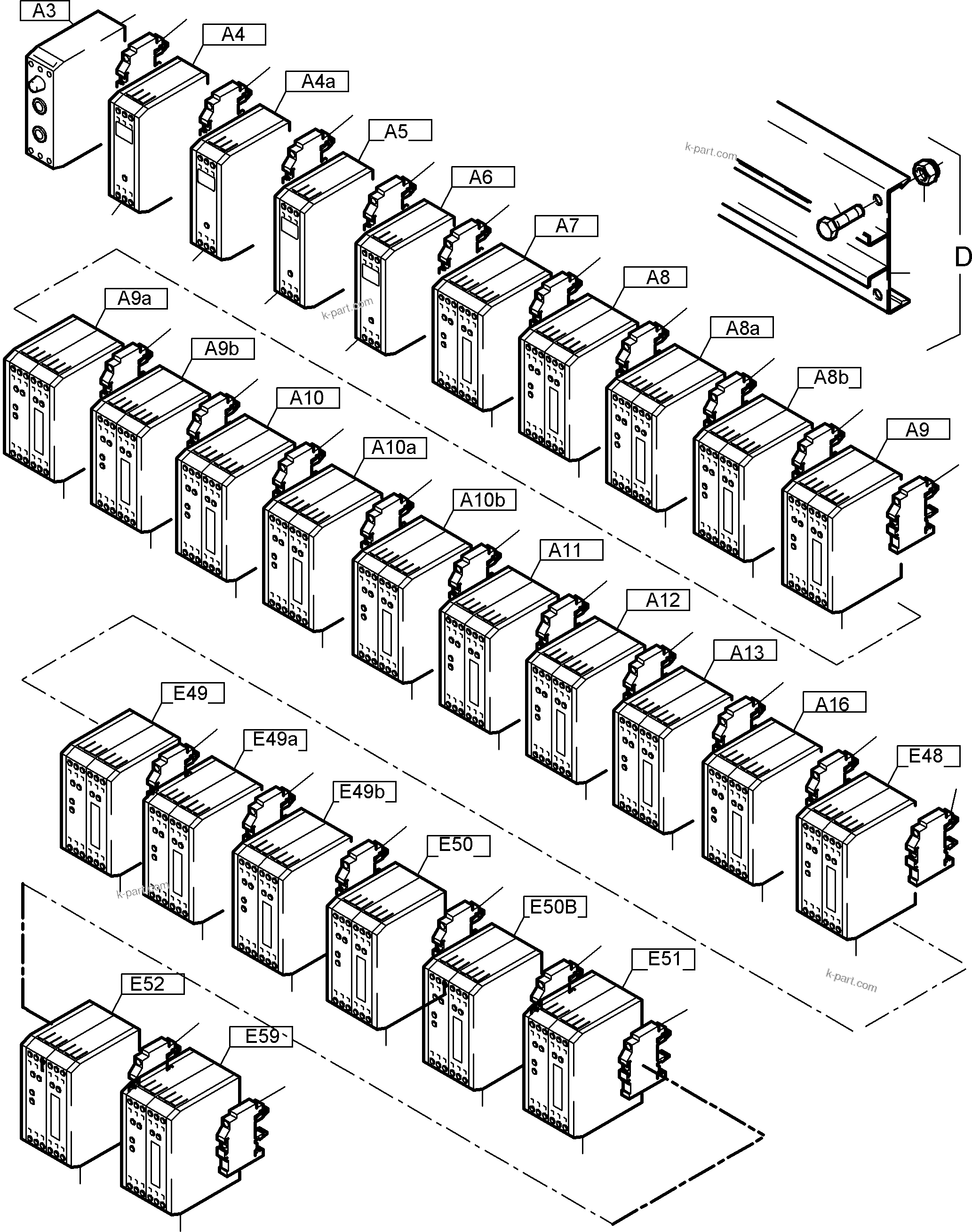 Komatsu parts book diagram for PC5500-6 S/N 15019: SWITCH FRAMING X2