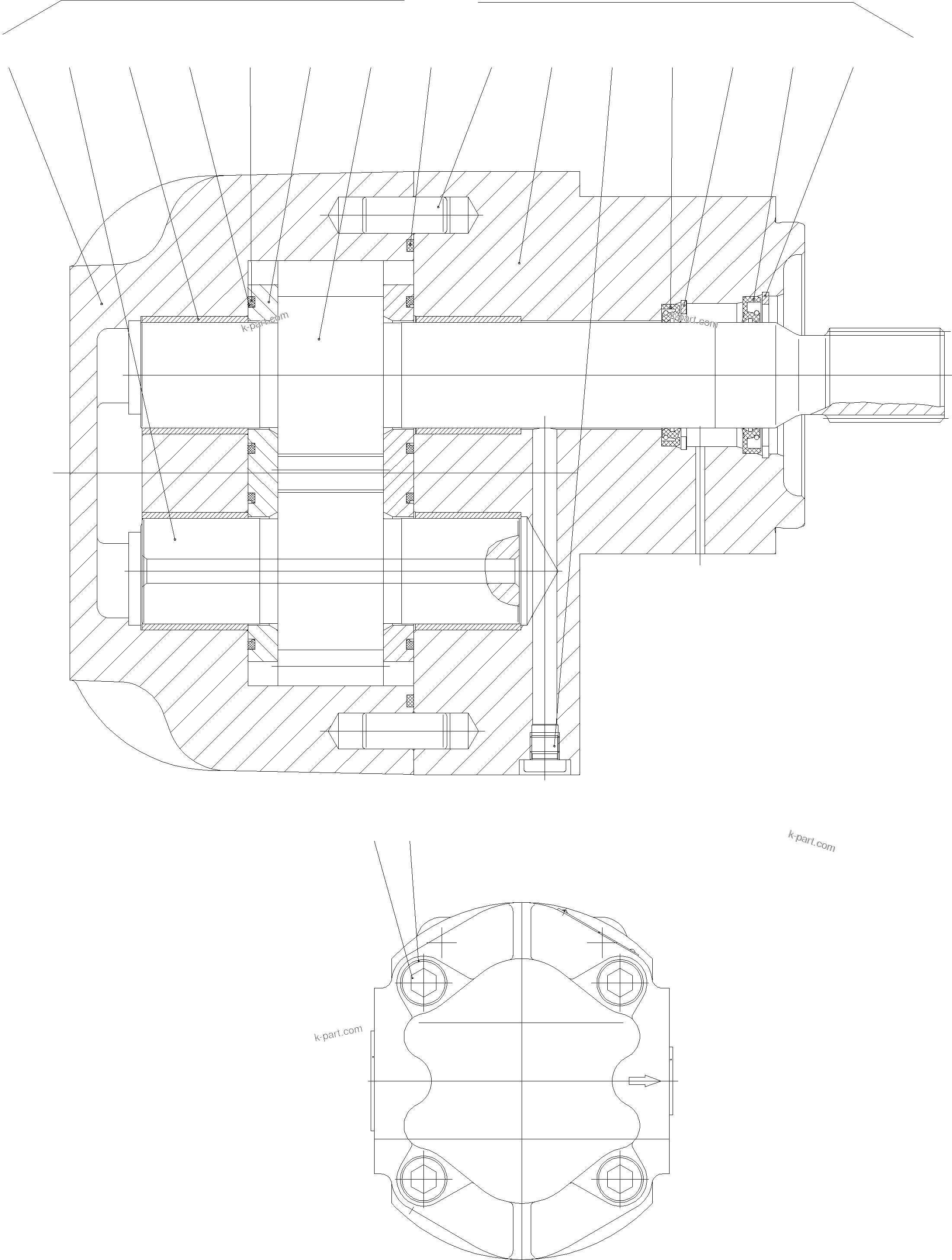 Komatsu parts book diagram for PC5500-6 S/N 15019: GEAR PUMP