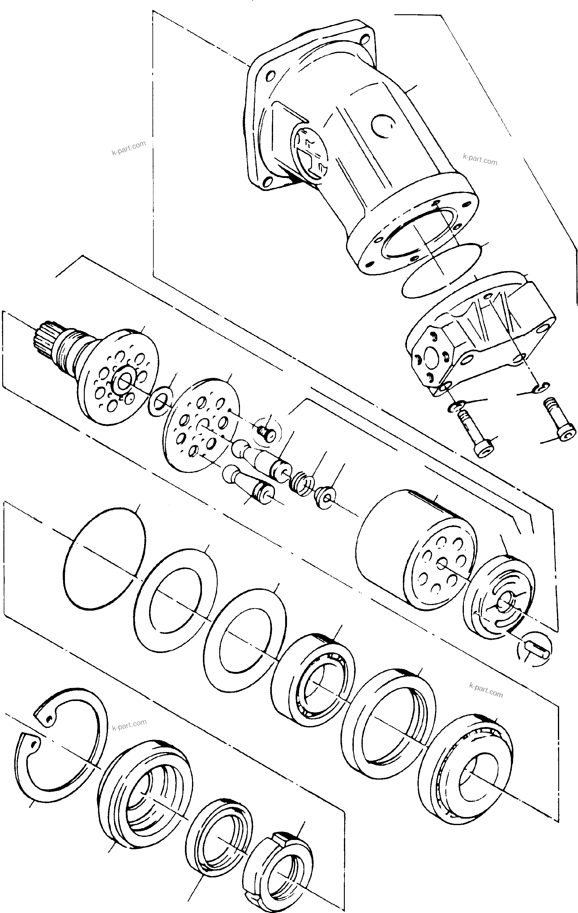 Komatsu parts book diagram for PC5500-6 S/N 15024: HYDRAULIC-MOTOR