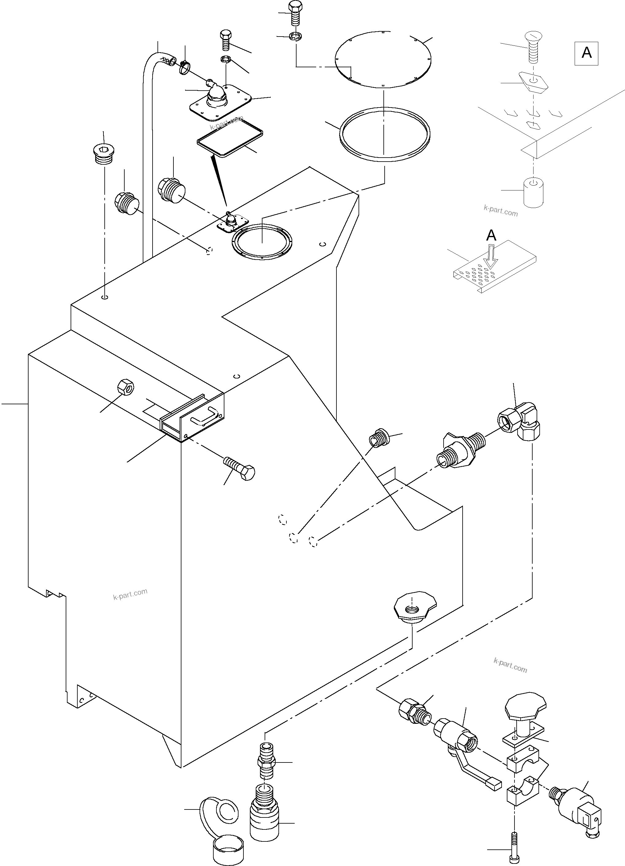 Komatsu parts book diagram for PC5500-6 S/N 15024: FUEL TANK