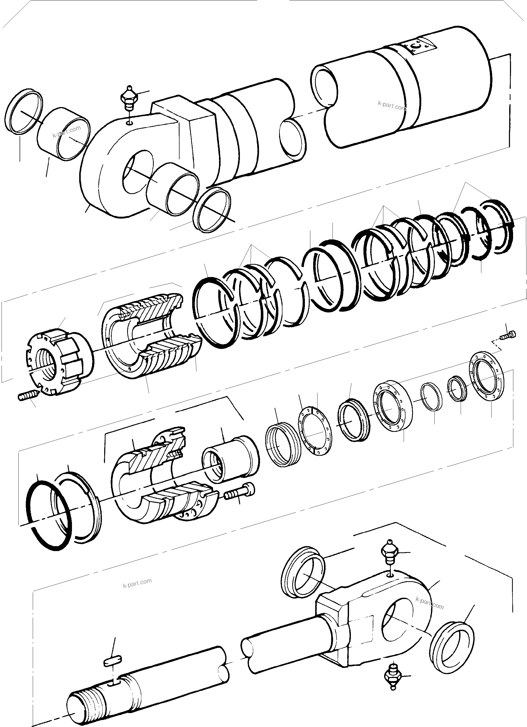 Komatsu parts book diagram for PC5500-6 S/N 15024: HYDR. CYLINDER