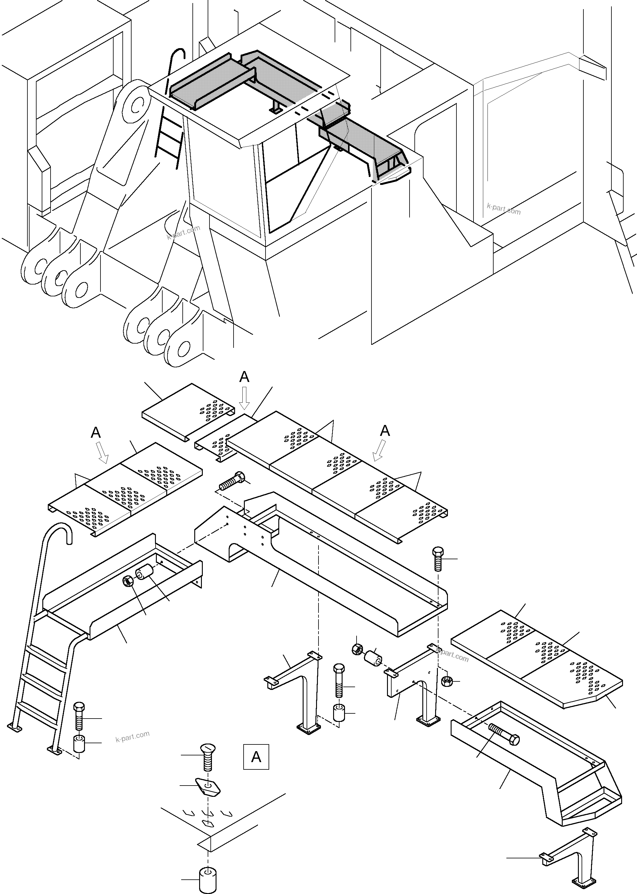 Komatsu parts book diagram for PC5500-6 S/N 15024: RAILS