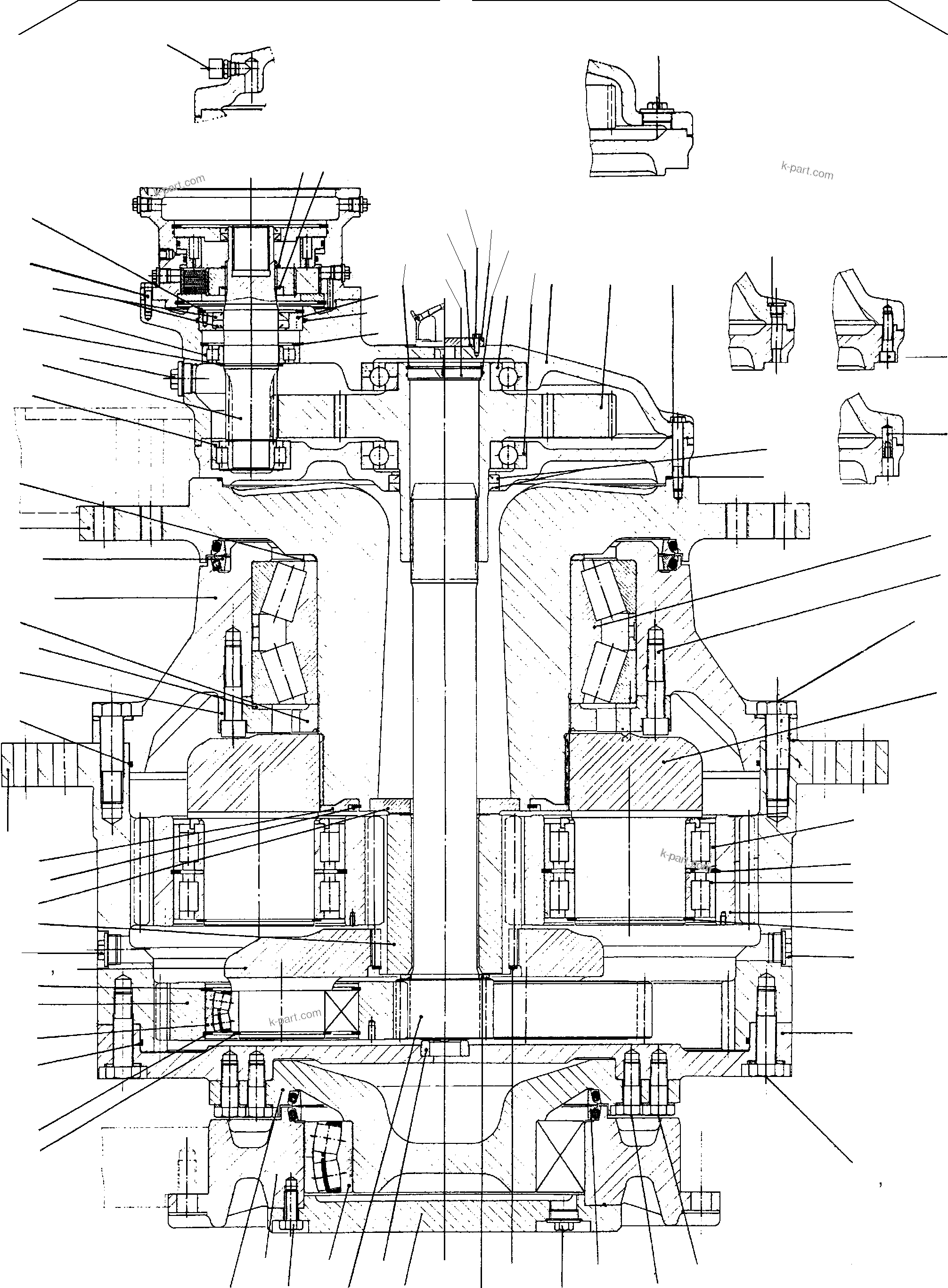 Komatsu parts book diagram for PC5500-6 S/N 15024: DRIVE GEAR BOX