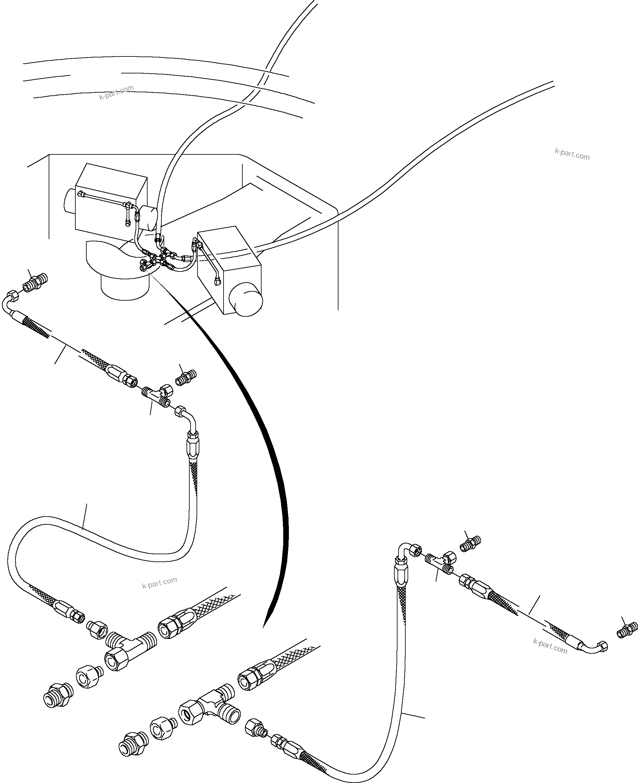 Komatsu parts book diagram for PC5500-6 S/N 15024: DRIVE MOTOR - LEAKAGELINES