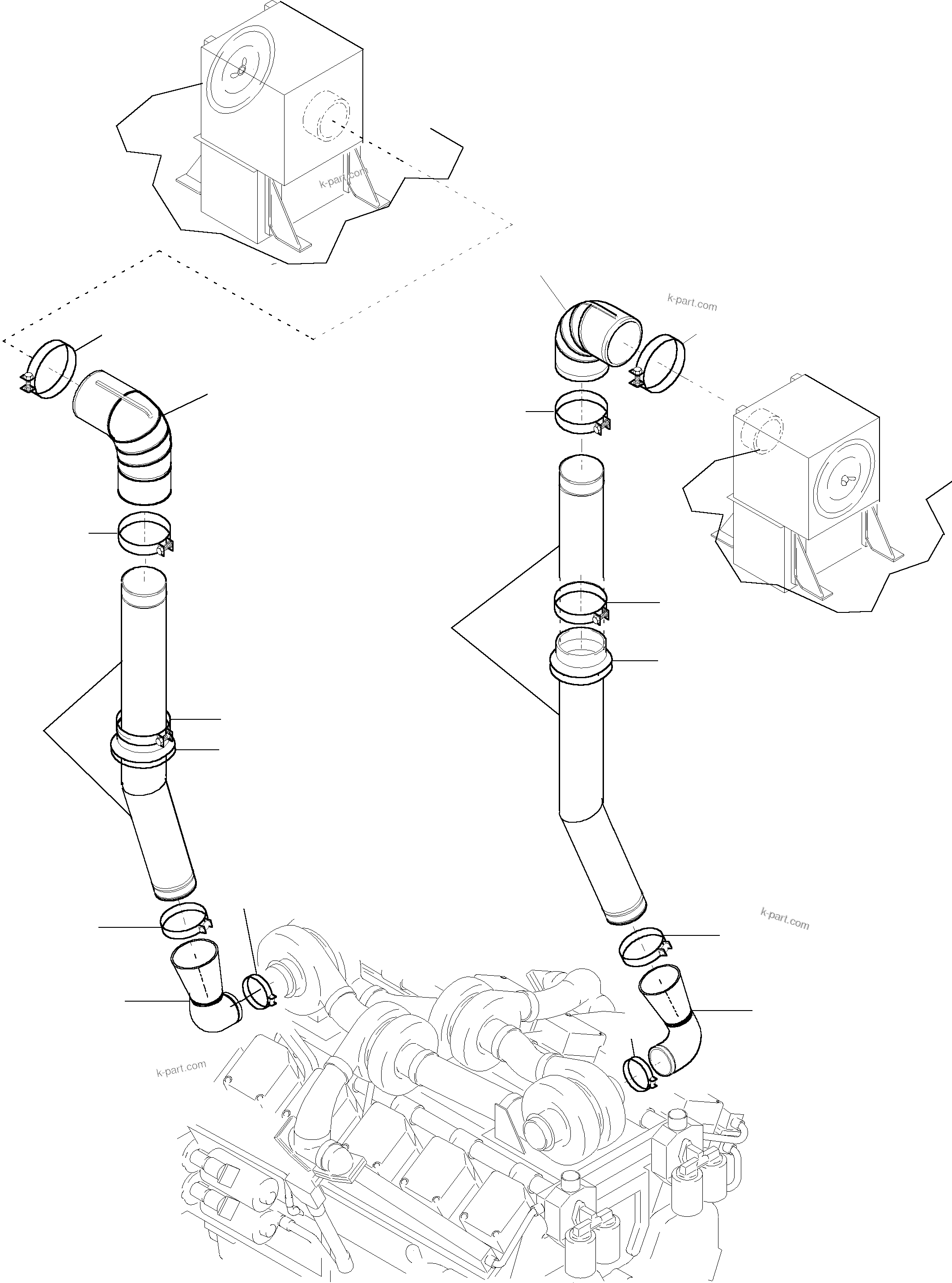 Komatsu parts book diagram for PC5500-6 S/N 15024: ENGINE AIR INTAKE LINES