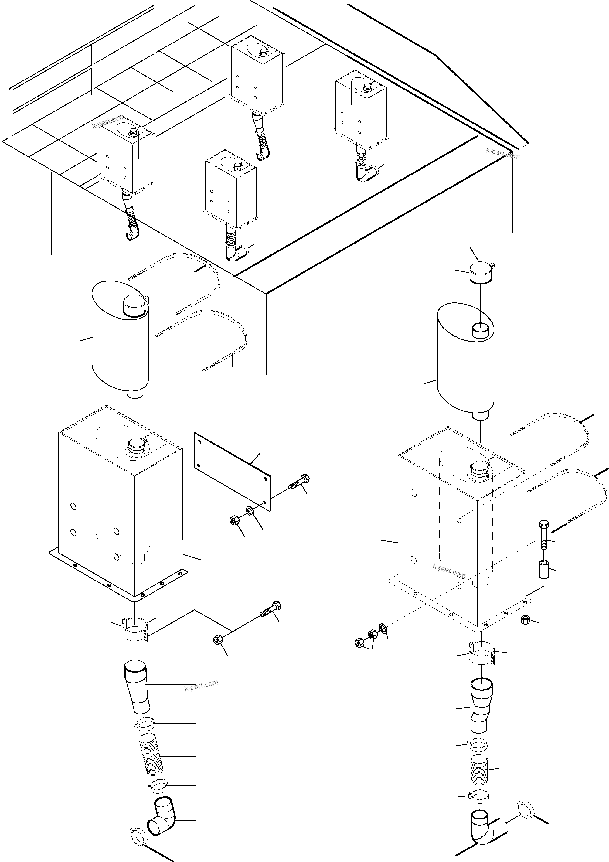 Komatsu parts book diagram for PC5500-6 S/N 15024: EXHAUST SYSTEM