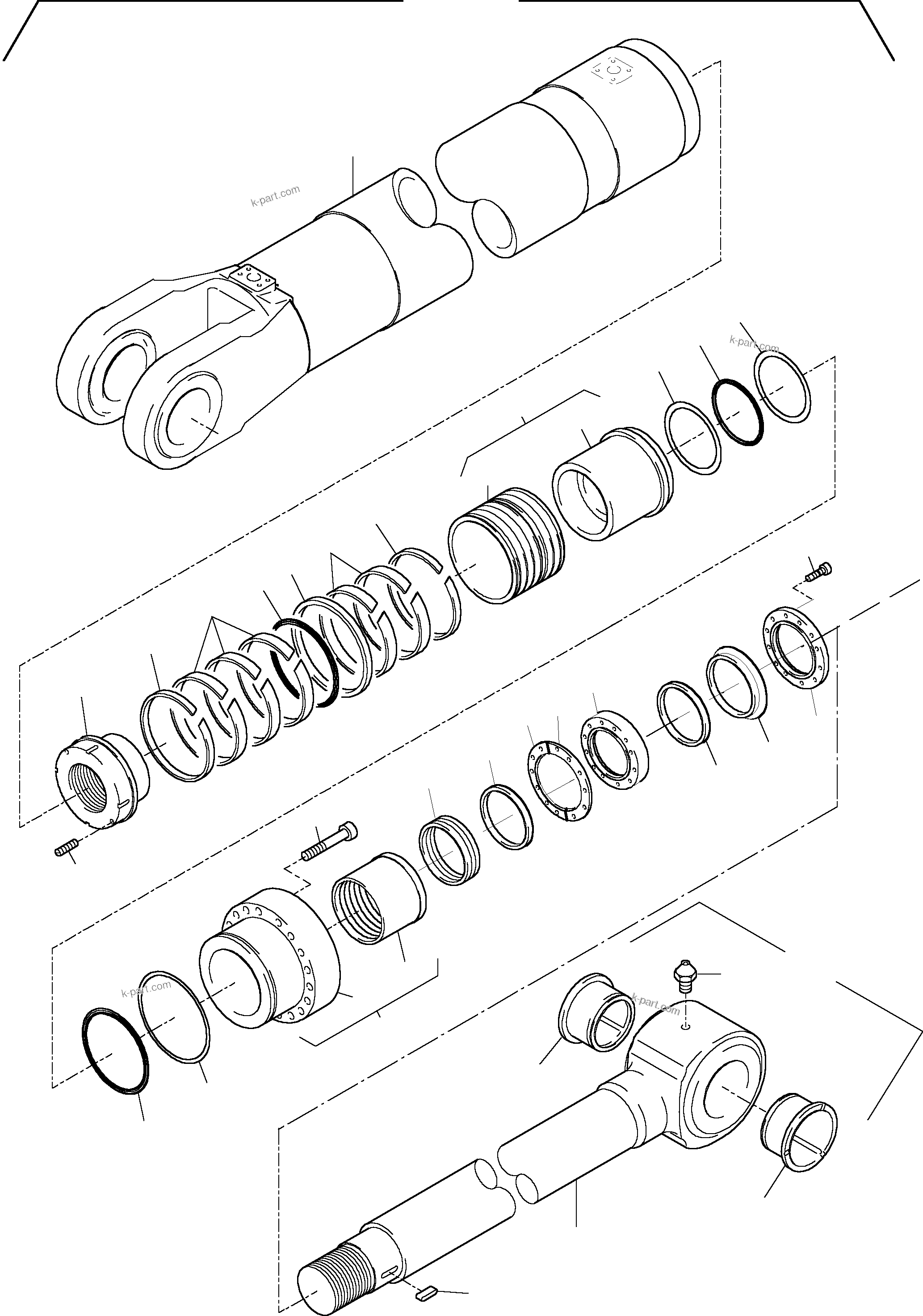 Komatsu parts book diagram for PC5500-6 S/N 15024: HYDRAULIC CYLINDER
