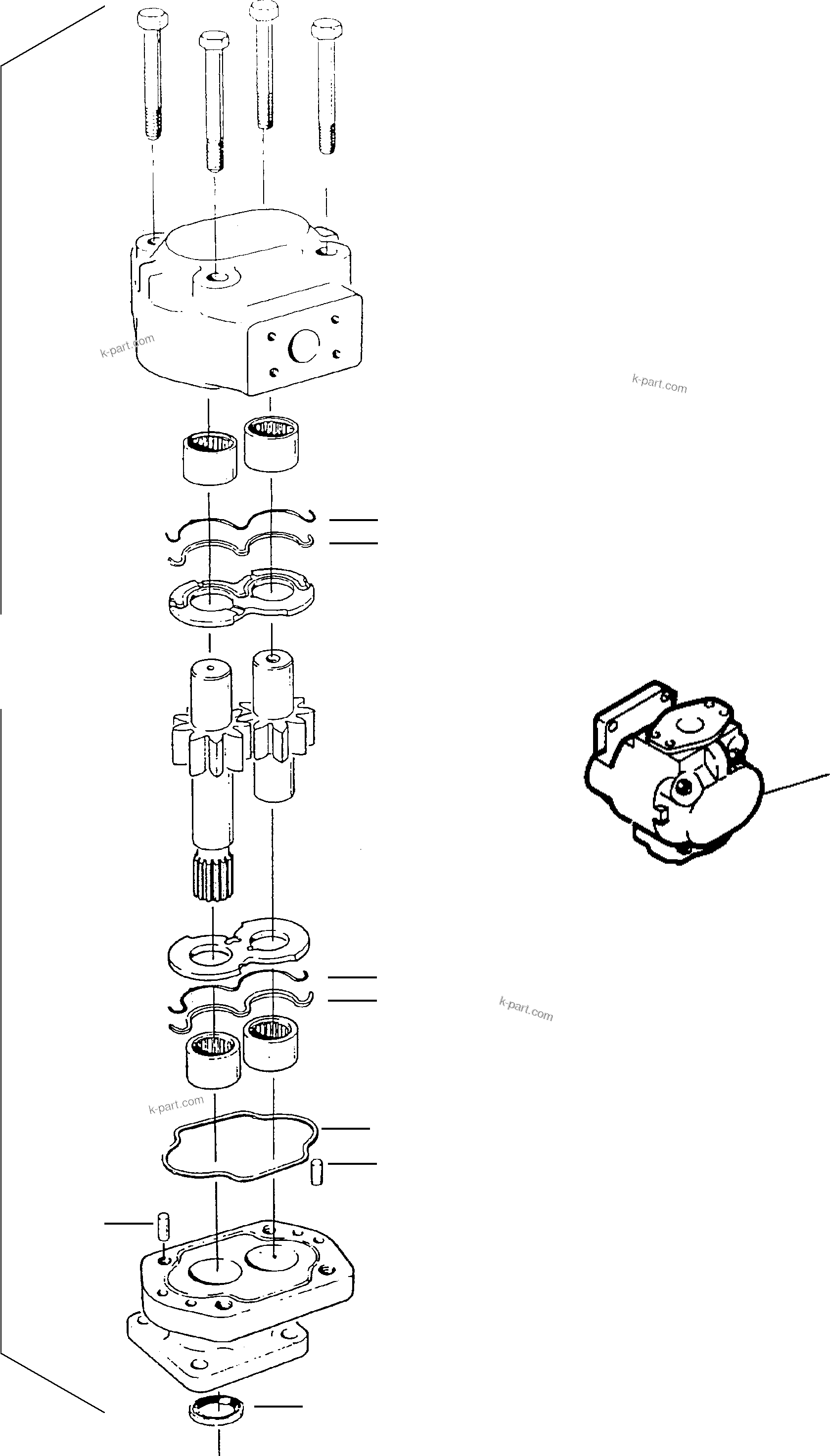 Komatsu parts book diagram for PC5500-6 S/N 15024: GEAR PUMP