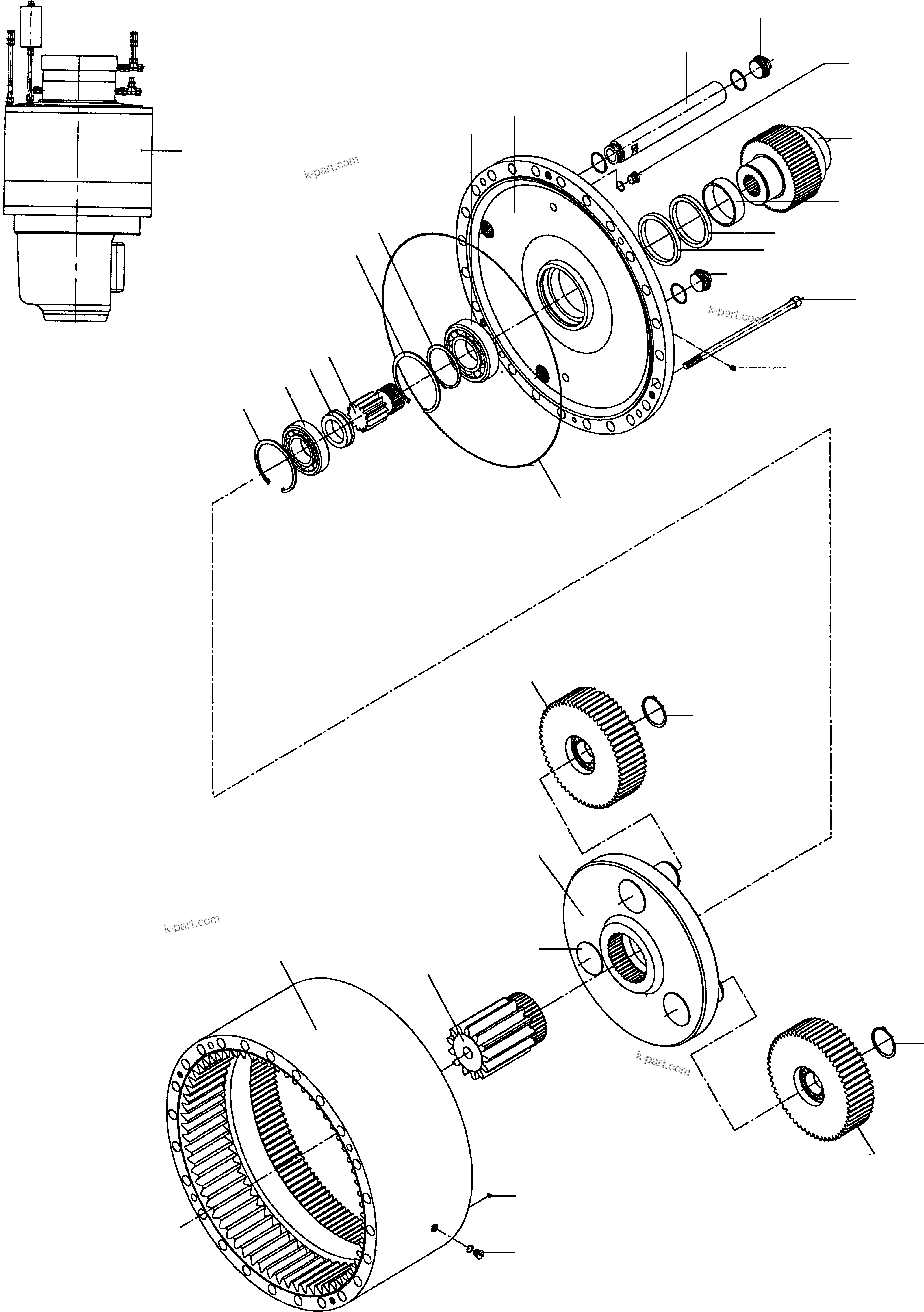 Komatsu parts book diagram for PC5500-6 S/N 15024: SLEW GEAR
