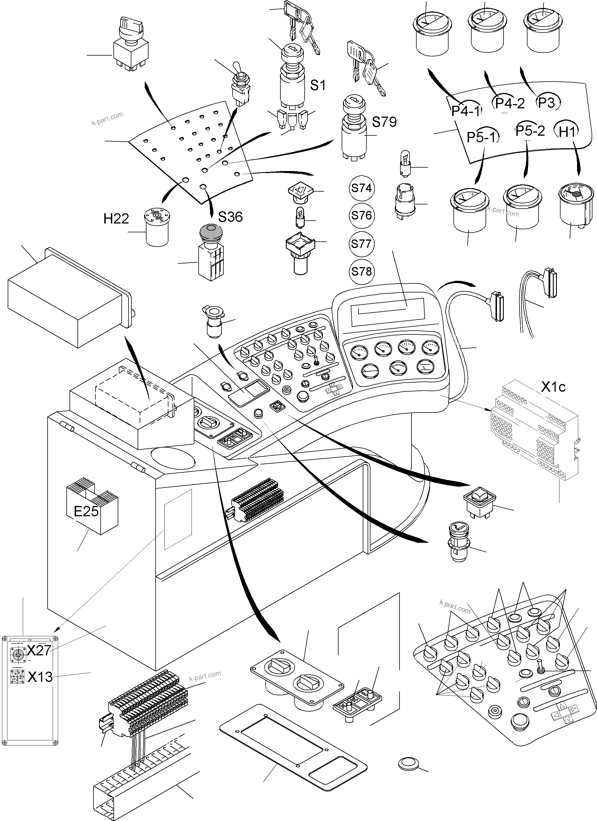 Komatsu parts book diagram for PC5500-6 S/N 15024: OPERATION PANEL