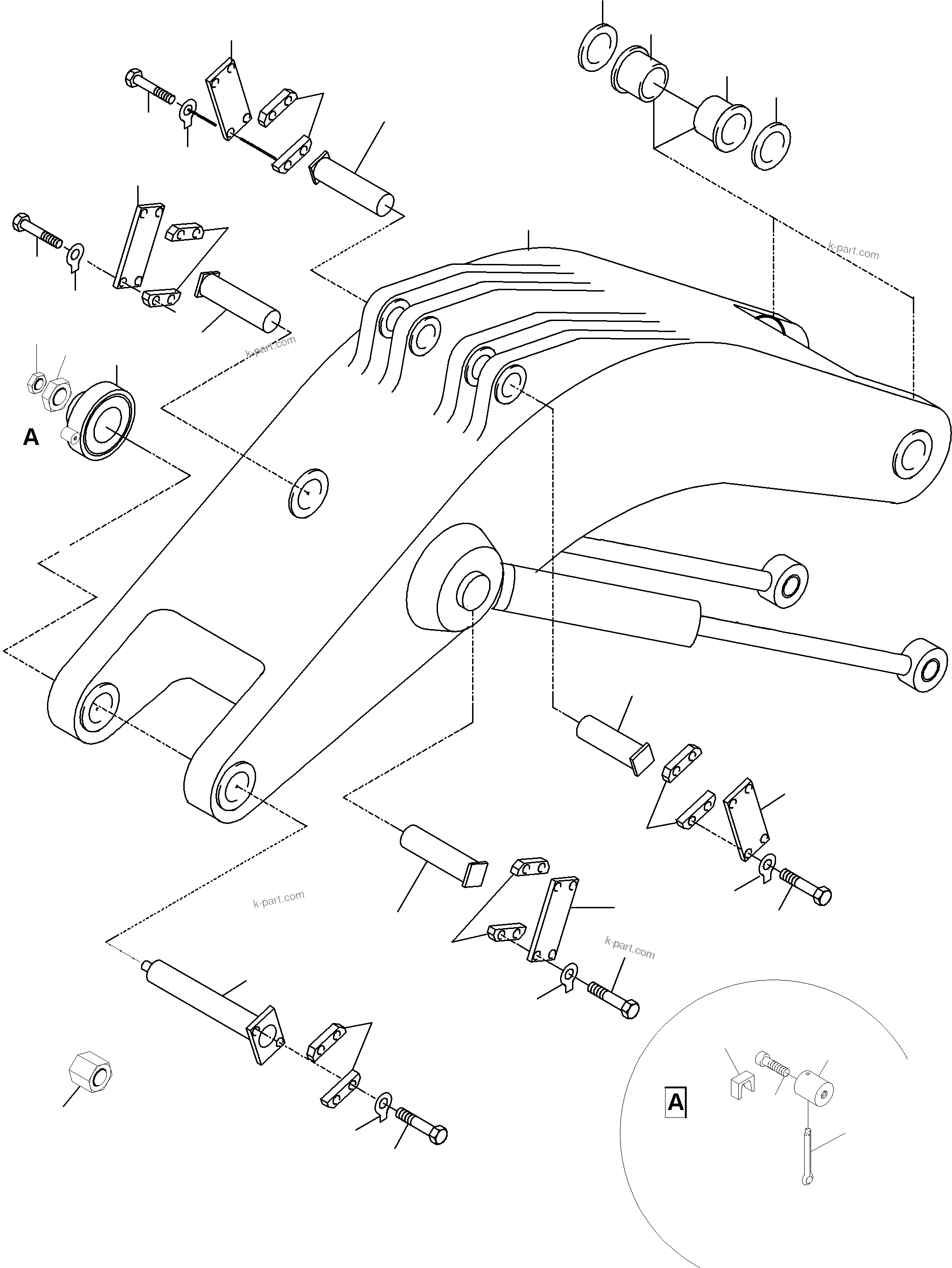 Komatsu parts book diagram for PC5500-6 S/N 15024: BACKHOE  BOOM