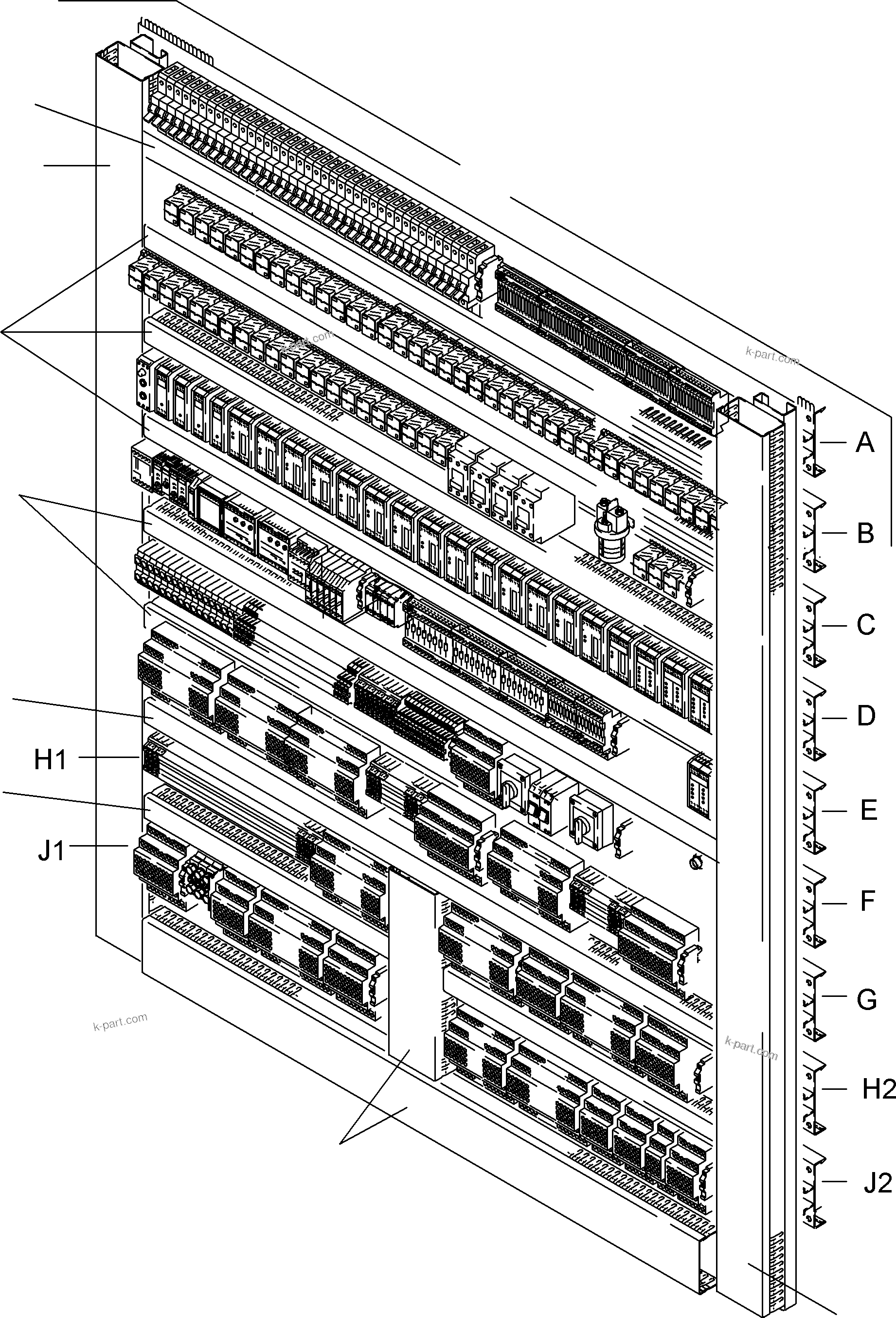 Komatsu parts book diagram for PC5500-6 S/N 15024: SWITCH FRAMING X2