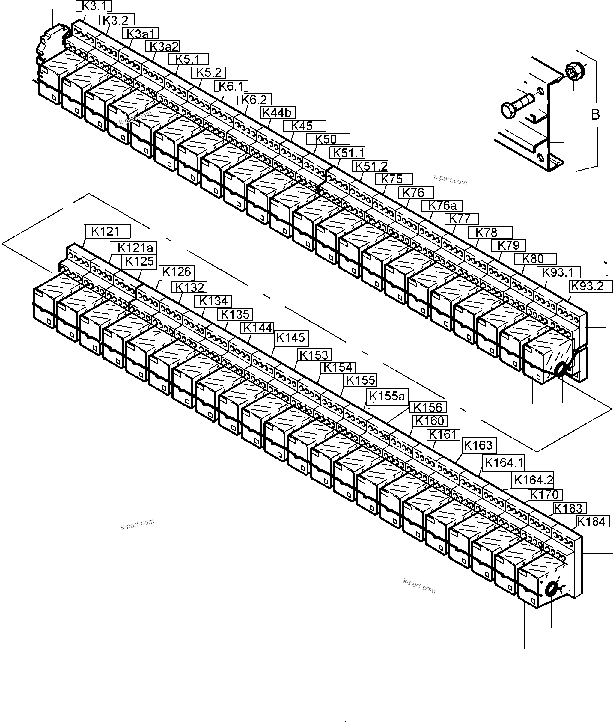 Komatsu parts book diagram for PC5500-6 S/N 15024: SWITCH FRAMING X2