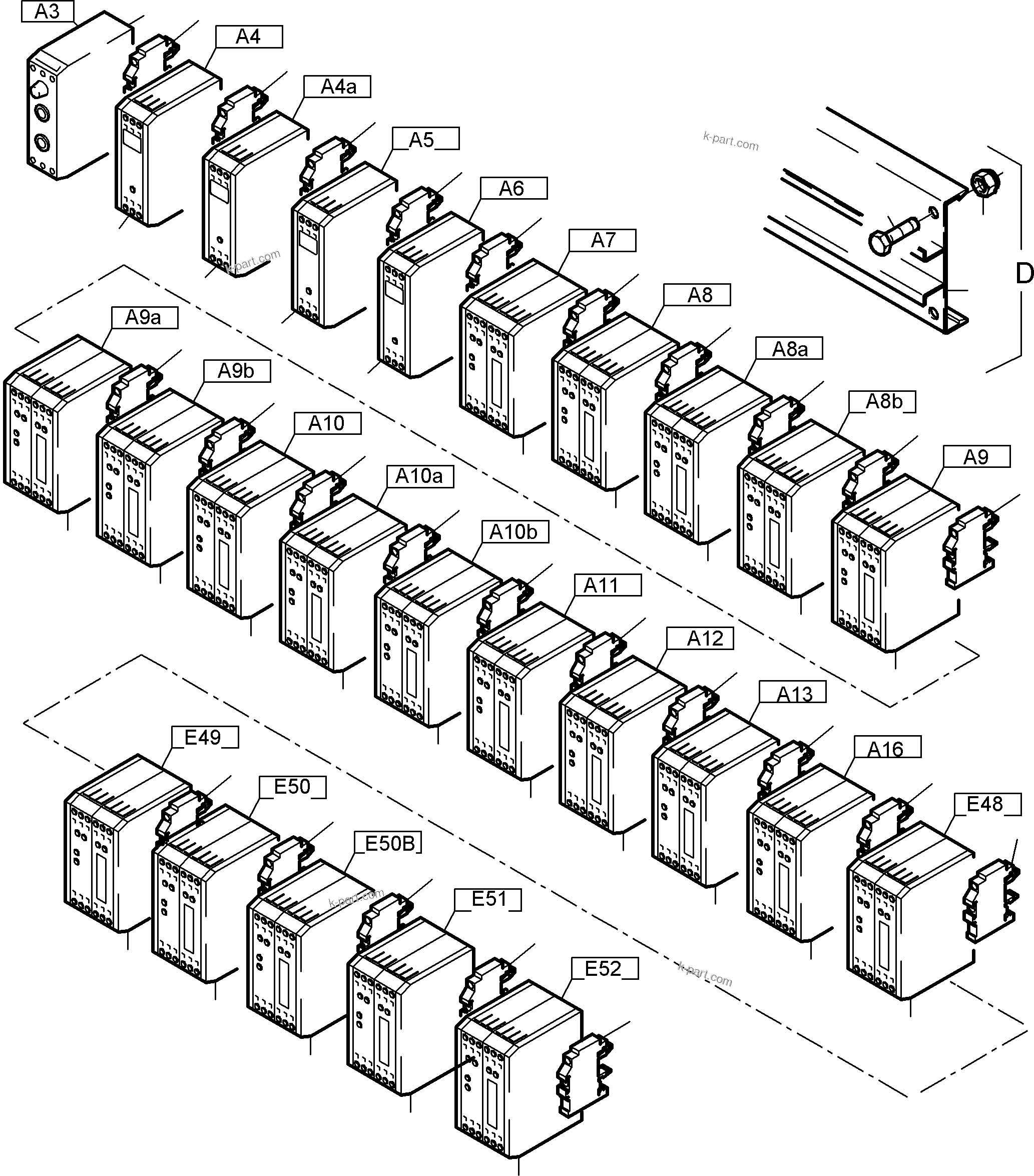 Komatsu parts book diagram for PC5500-6 S/N 15024: SWITCH FRAMING X2