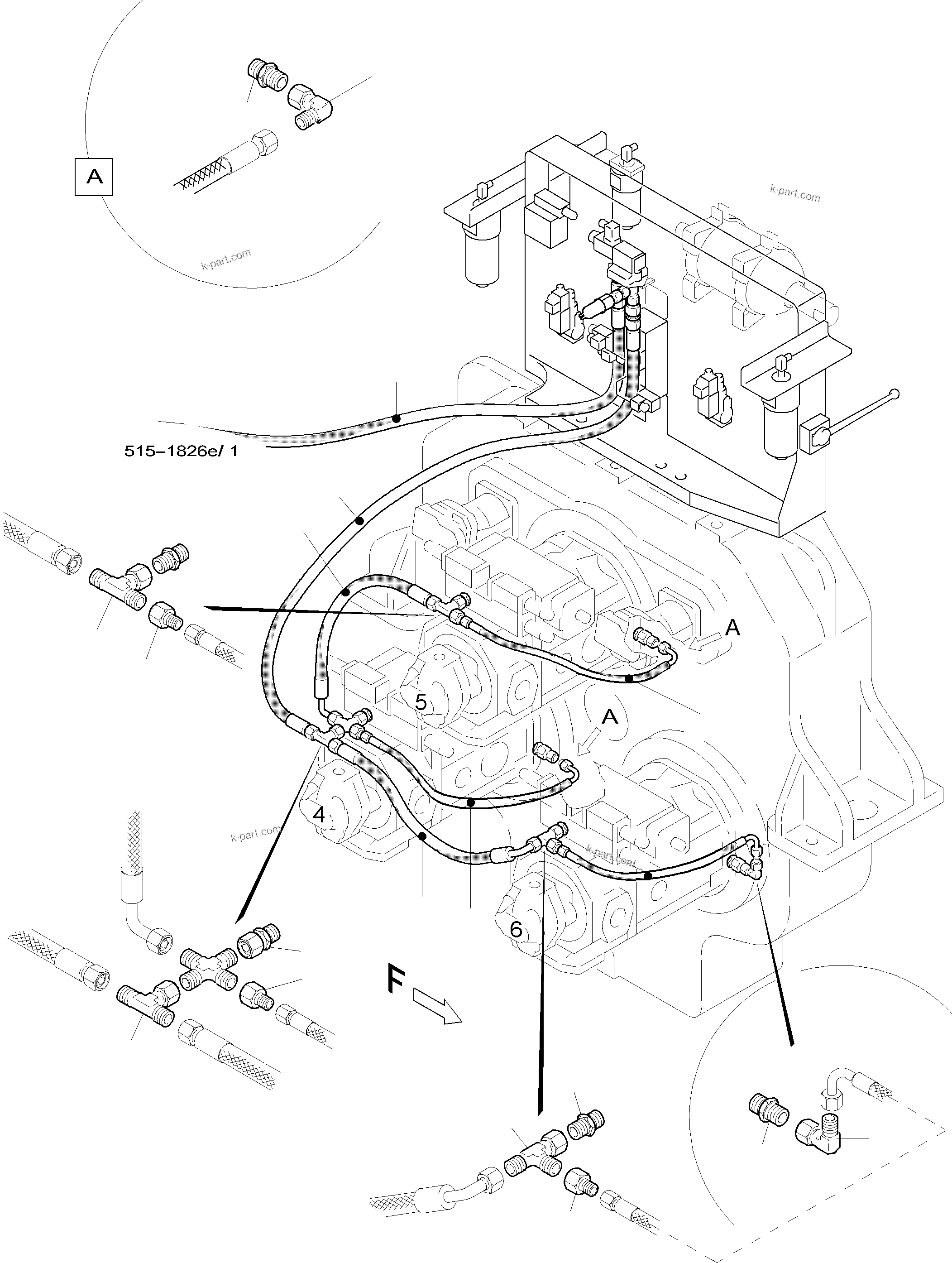 Komatsu parts book diagram for PC5500-6 S/N 15024: MAIN PUMP CONTROL
