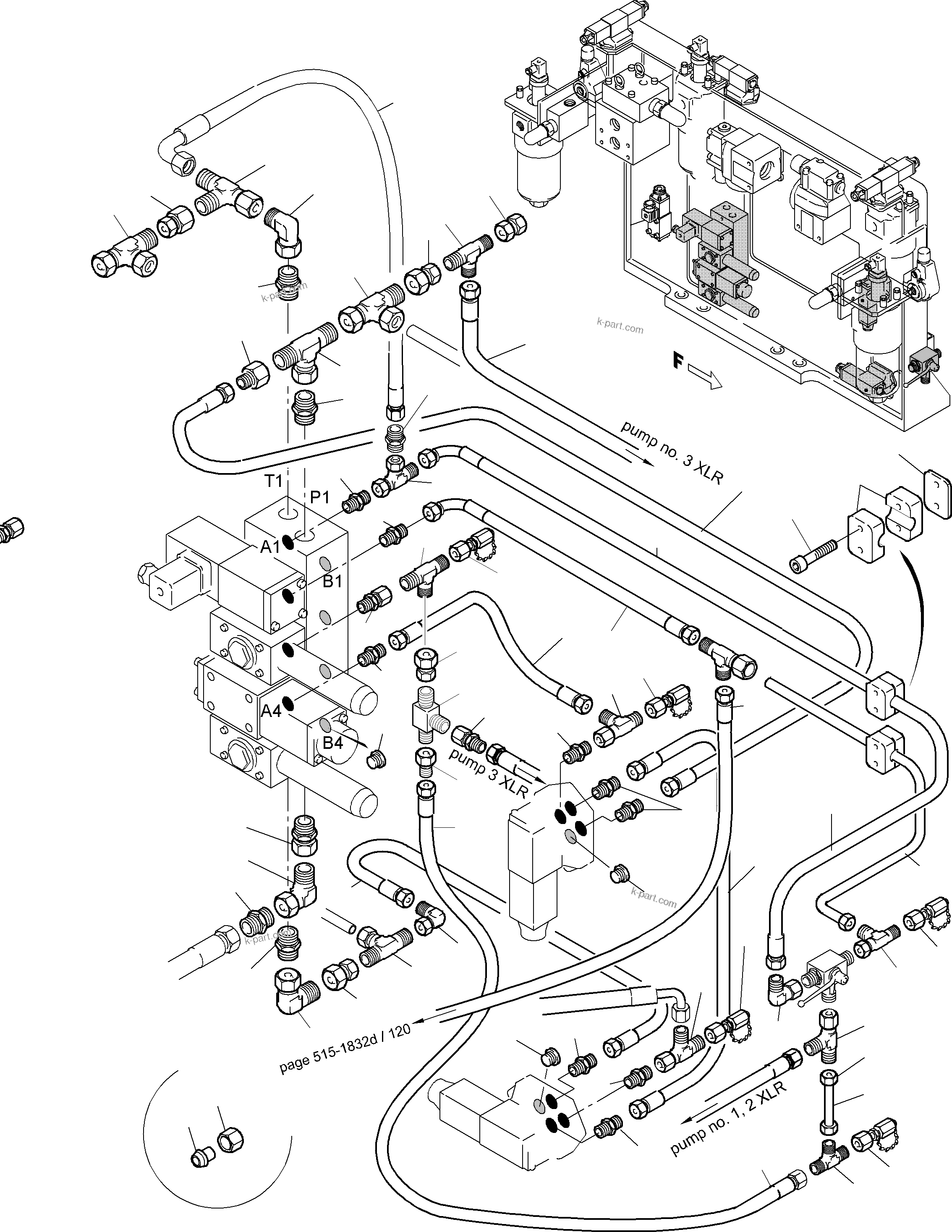 Komatsu parts book diagram for PC5500-6 S/N 15024: PIPES - CONTROL- AND FILTER PLATE