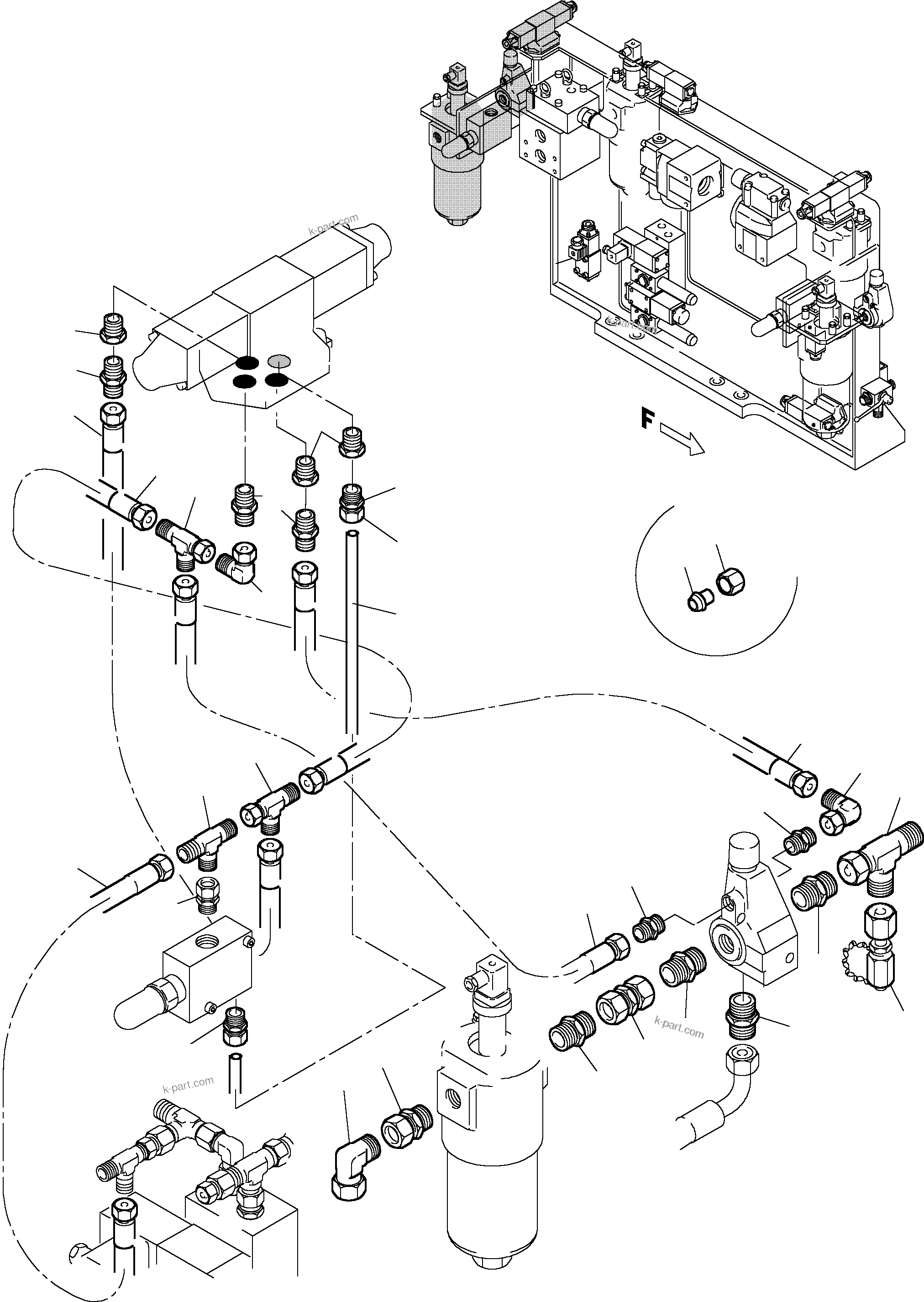Komatsu parts book diagram for PC5500-6 S/N 15024: PIPES - CONTROL- AND FILTER PLATE