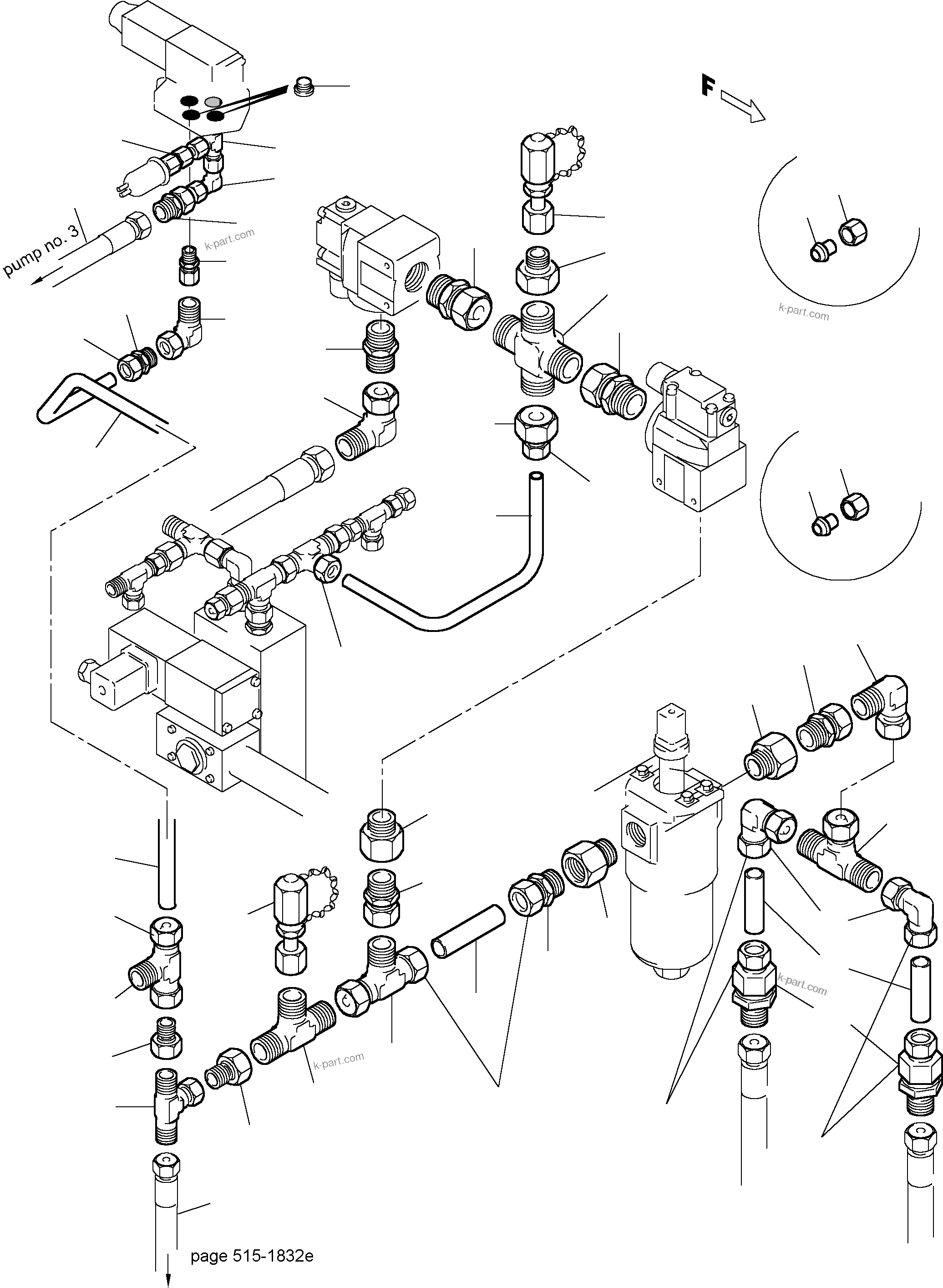 Komatsu parts book diagram for PC5500-6 S/N 15024: PIPES - CONTROL- AND FILTER PLATE