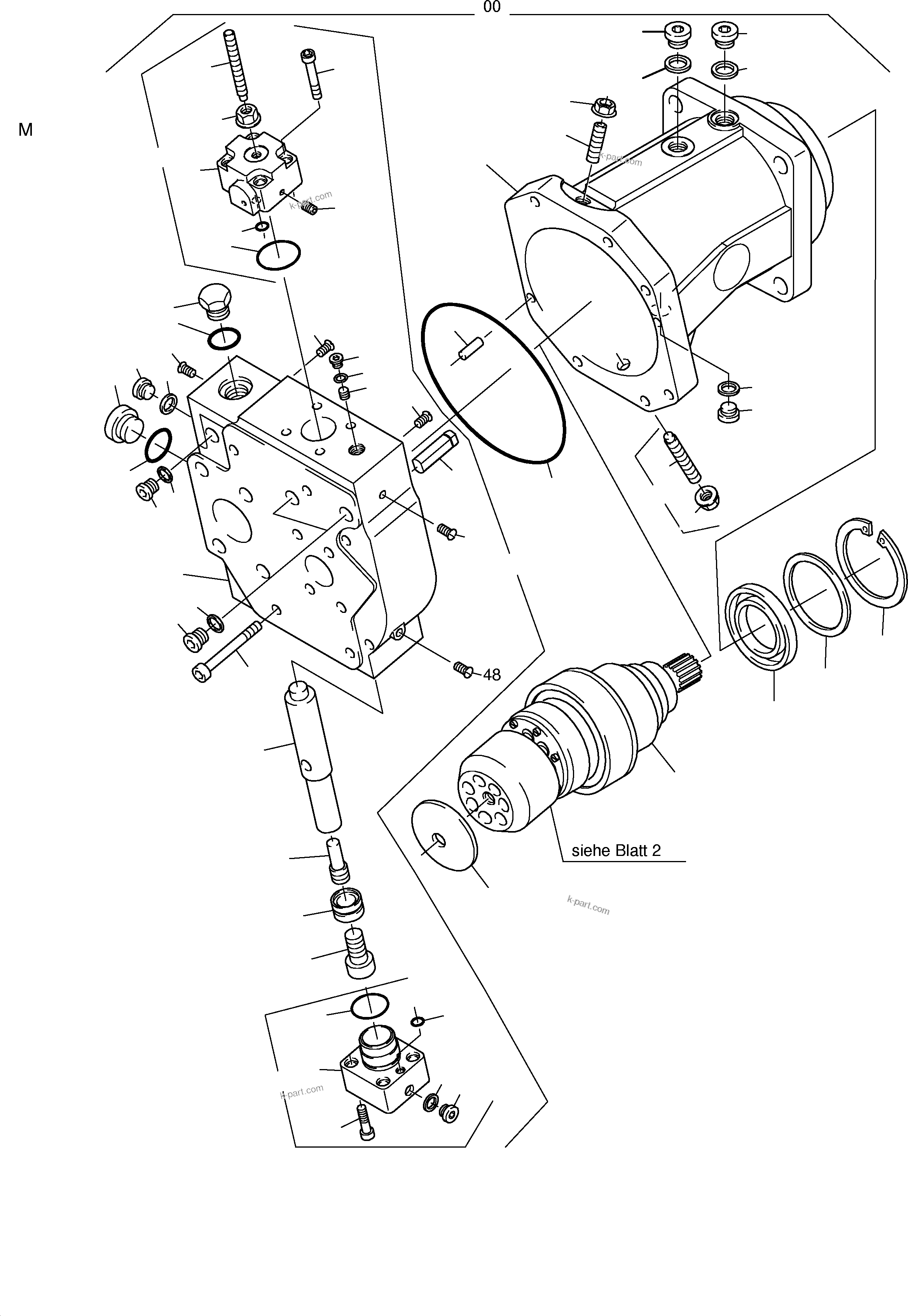 Komatsu parts book diagram for PC5500-6E S/N 15048: HYDR. PUMP