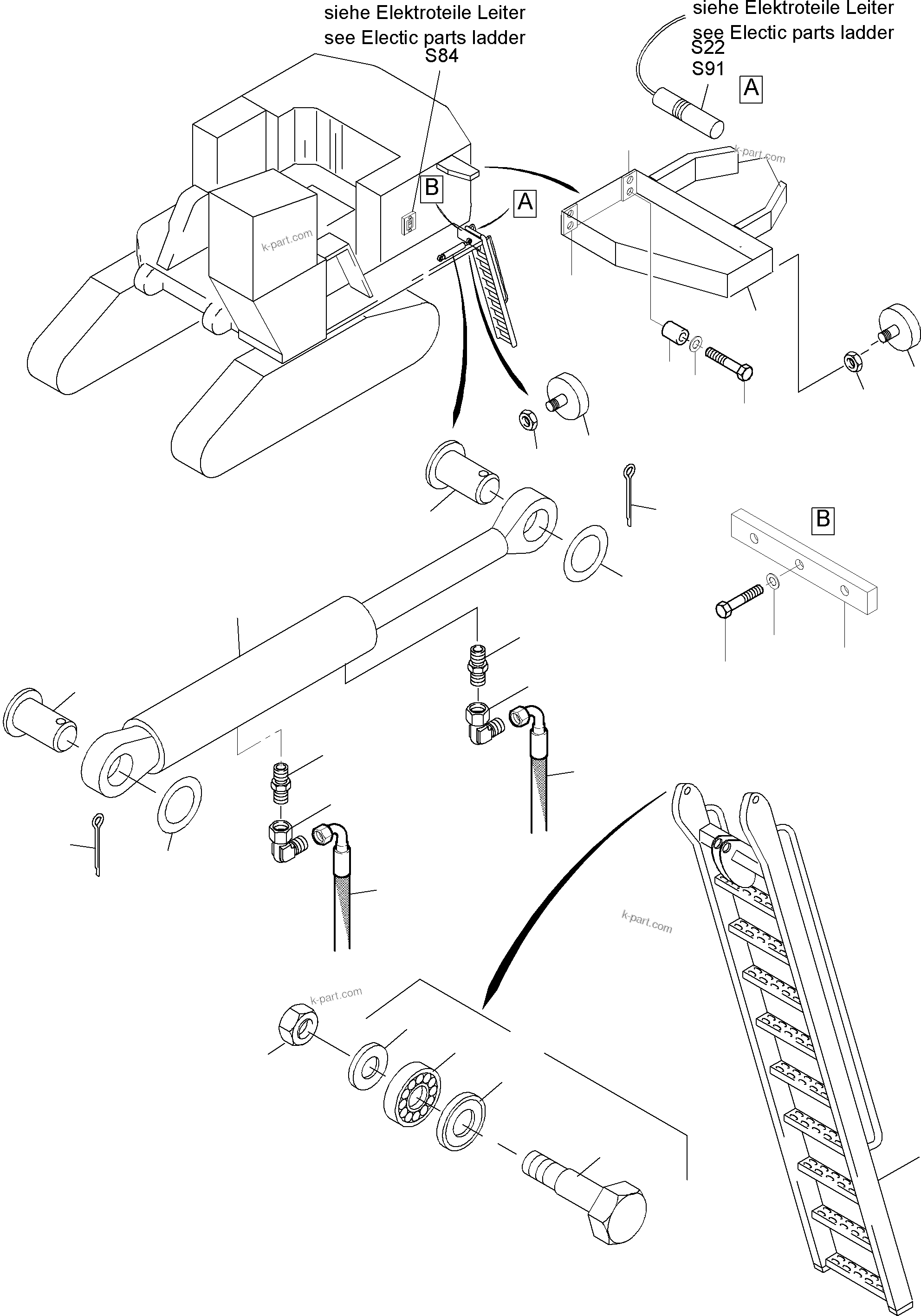 Komatsu parts book diagram for PC5500-6E S/N 15048: LADDER HYDRAULIC