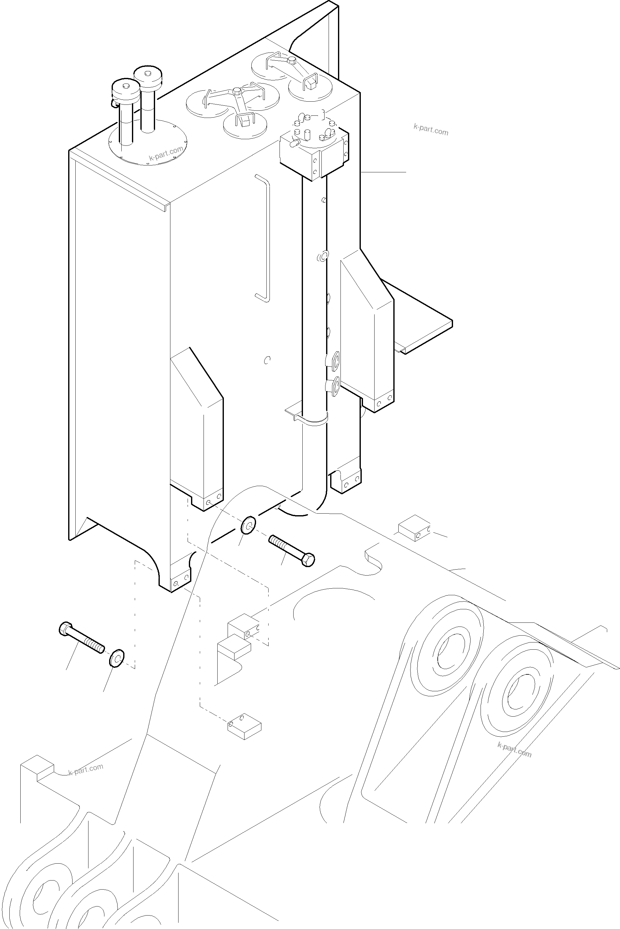Komatsu parts book diagram for PC5500-6E S/N 15048: MAIN OIL TANK, MOUNTING