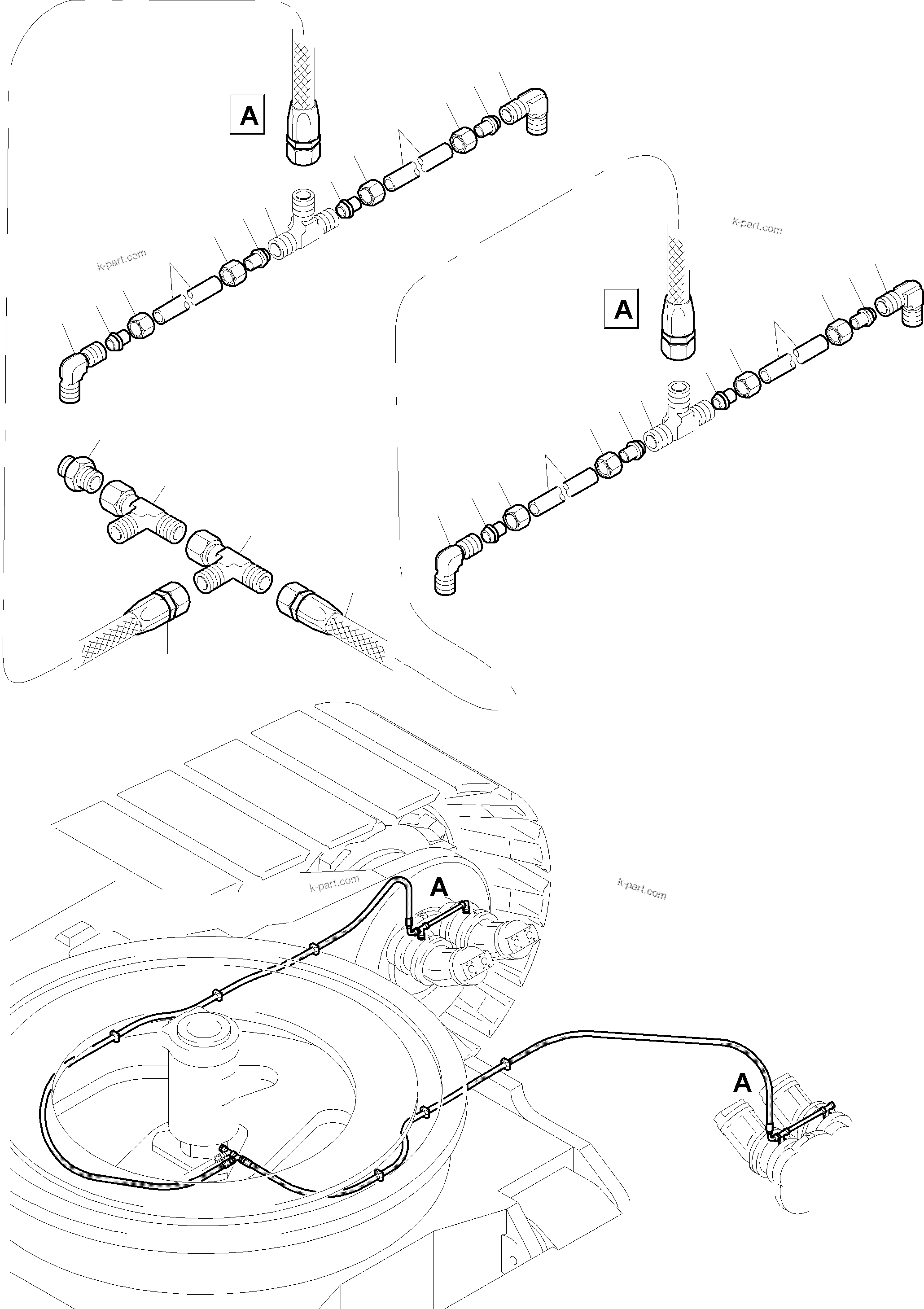 Komatsu parts book diagram for PC5500-6E S/N 15048: PIPING - PARKING BRAKE. BREATHER HOSES