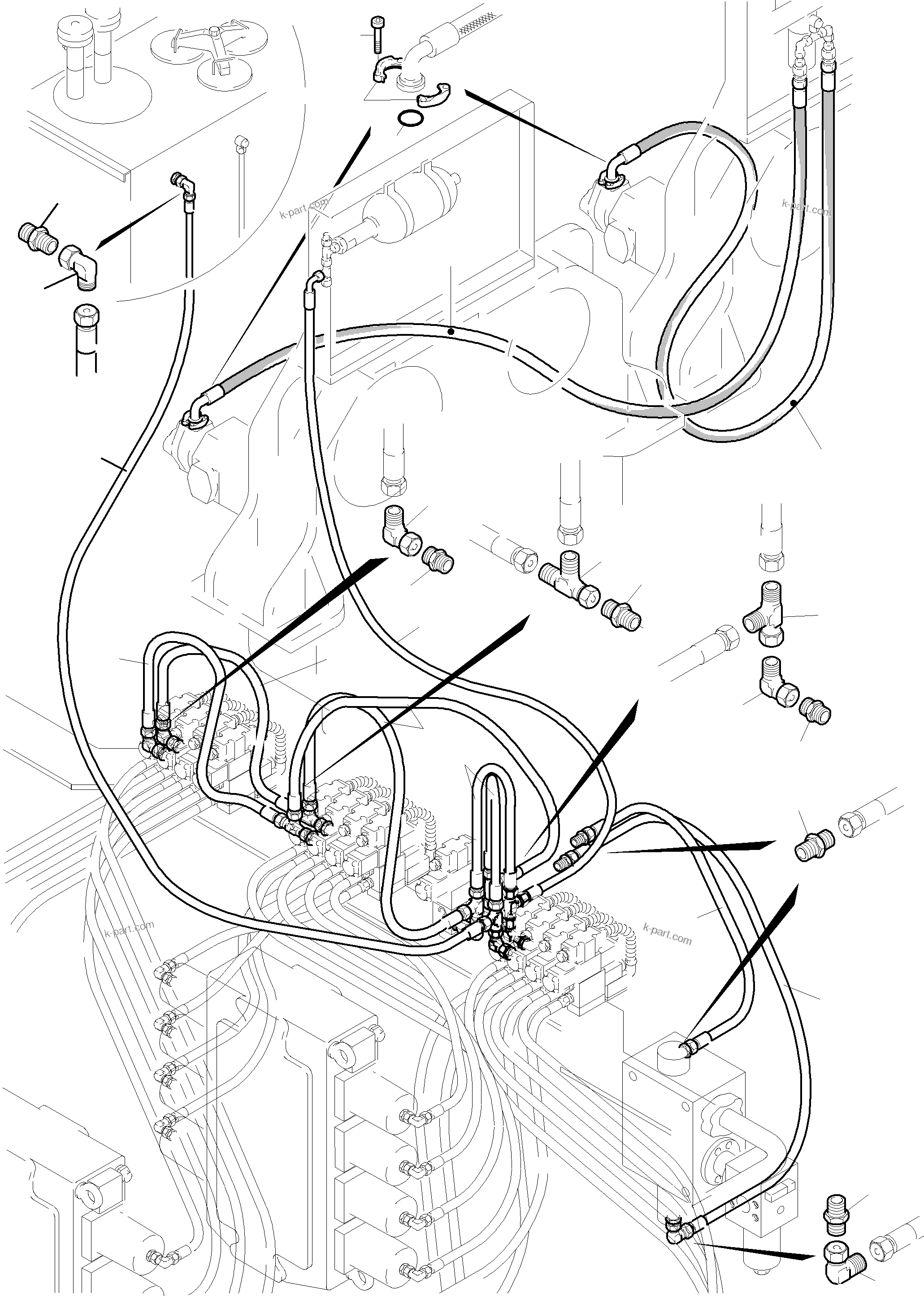 Komatsu parts book diagram for PC5500-6E S/N 15048: PILOT OIL LINES