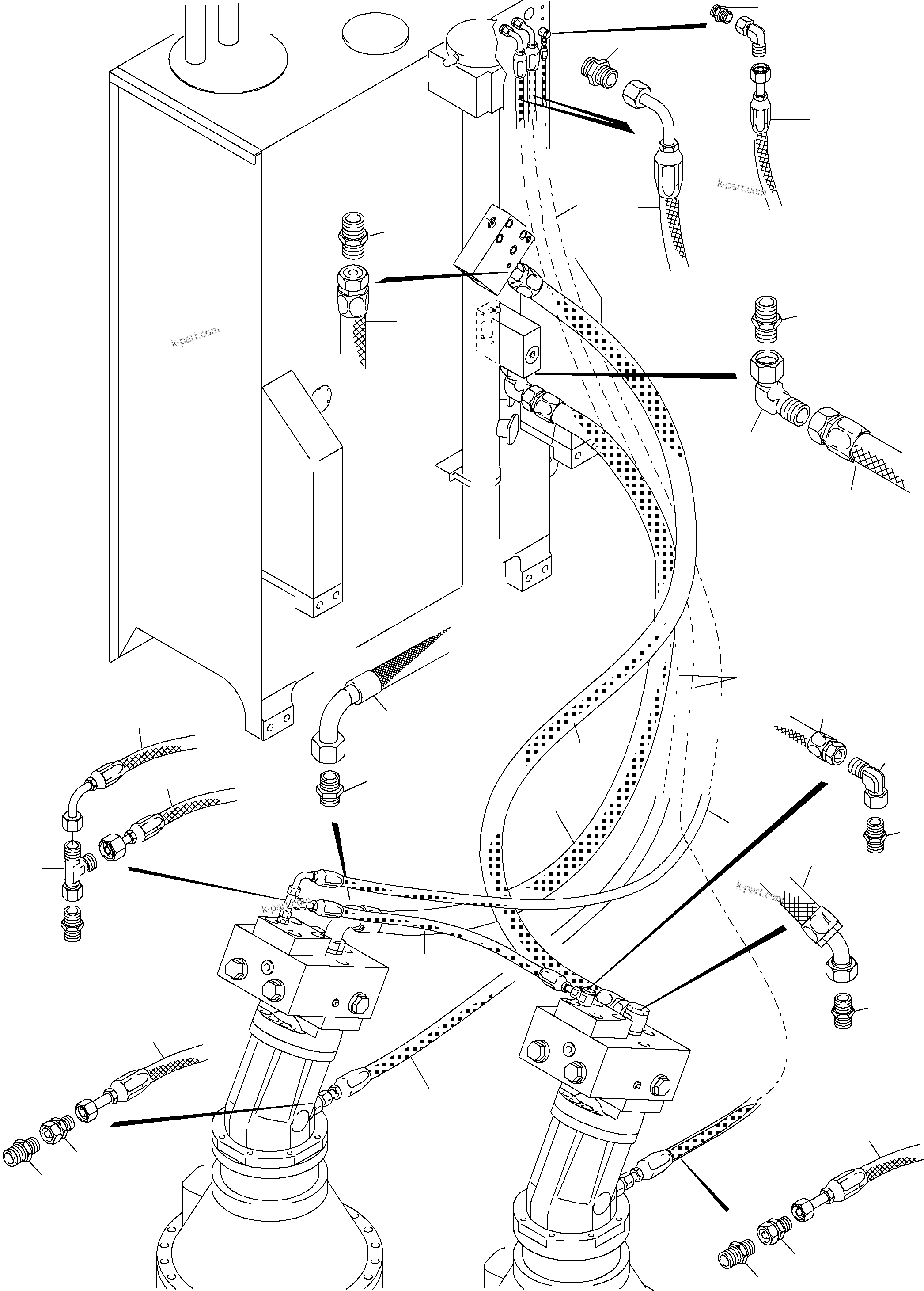 Komatsu parts book diagram for PC5500-6E S/N 15048: TANK LINES - SLEW GEAR