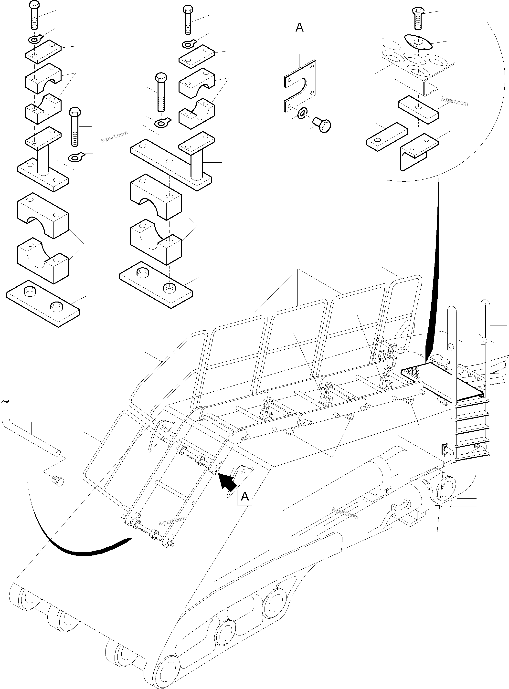 Komatsu parts book diagram for PC5500-6E S/N 15048: BOOM - CATWALK