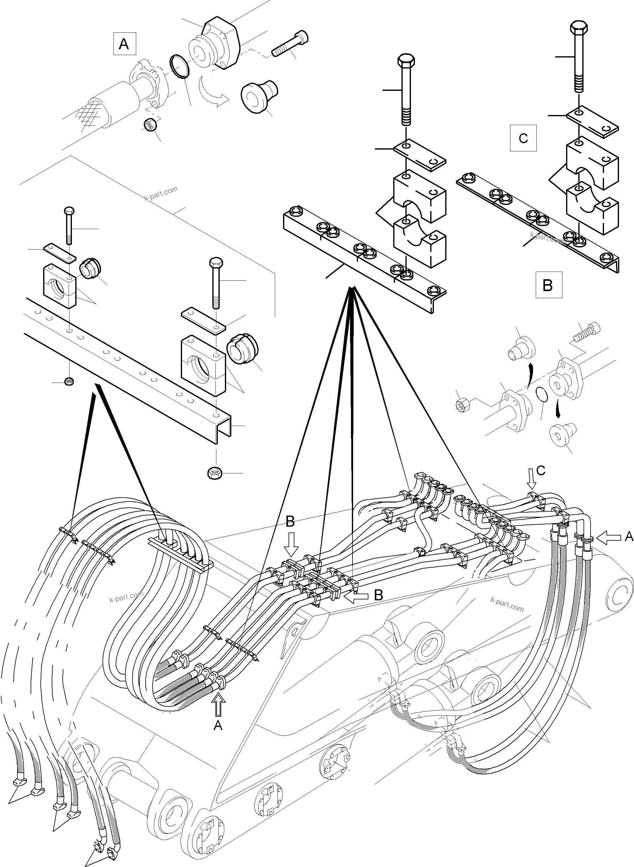 Komatsu parts book diagram for PC5500-6E S/N 15048: BOOM 7.6 M