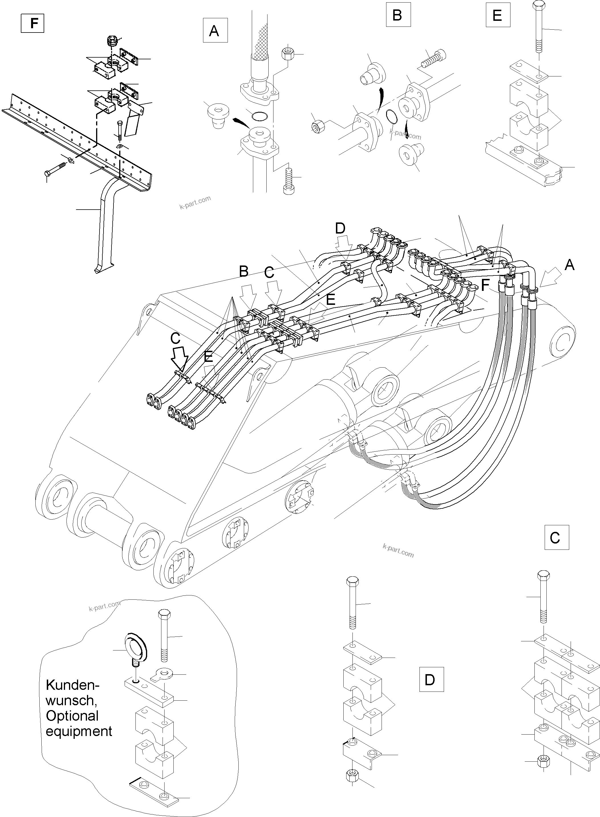 Komatsu parts book diagram for PC5500-6E S/N 15048: BOOM 7.6 M