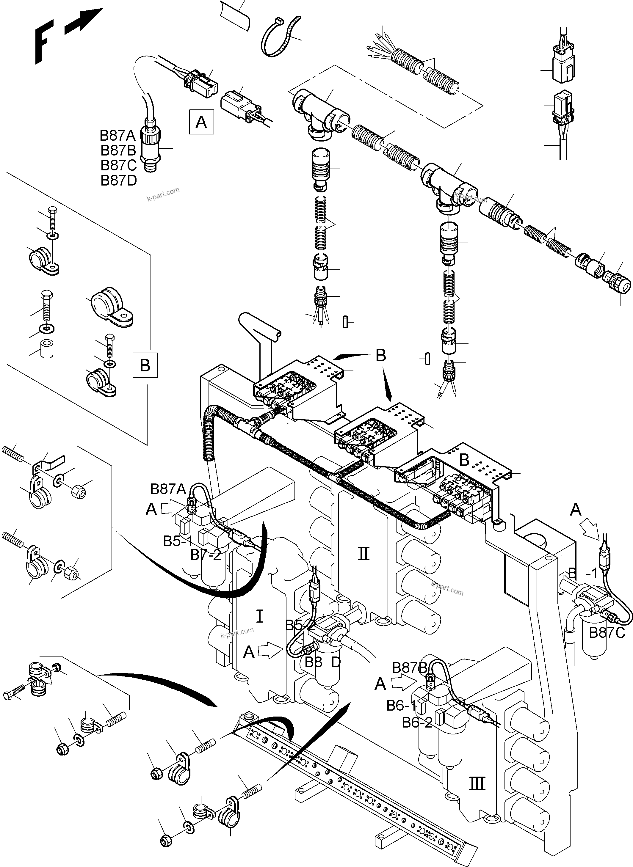 Komatsu parts book diagram for PC5500-6E S/N 15048: CABLES - CONTROL BLOCKS - H.P.-FILTER