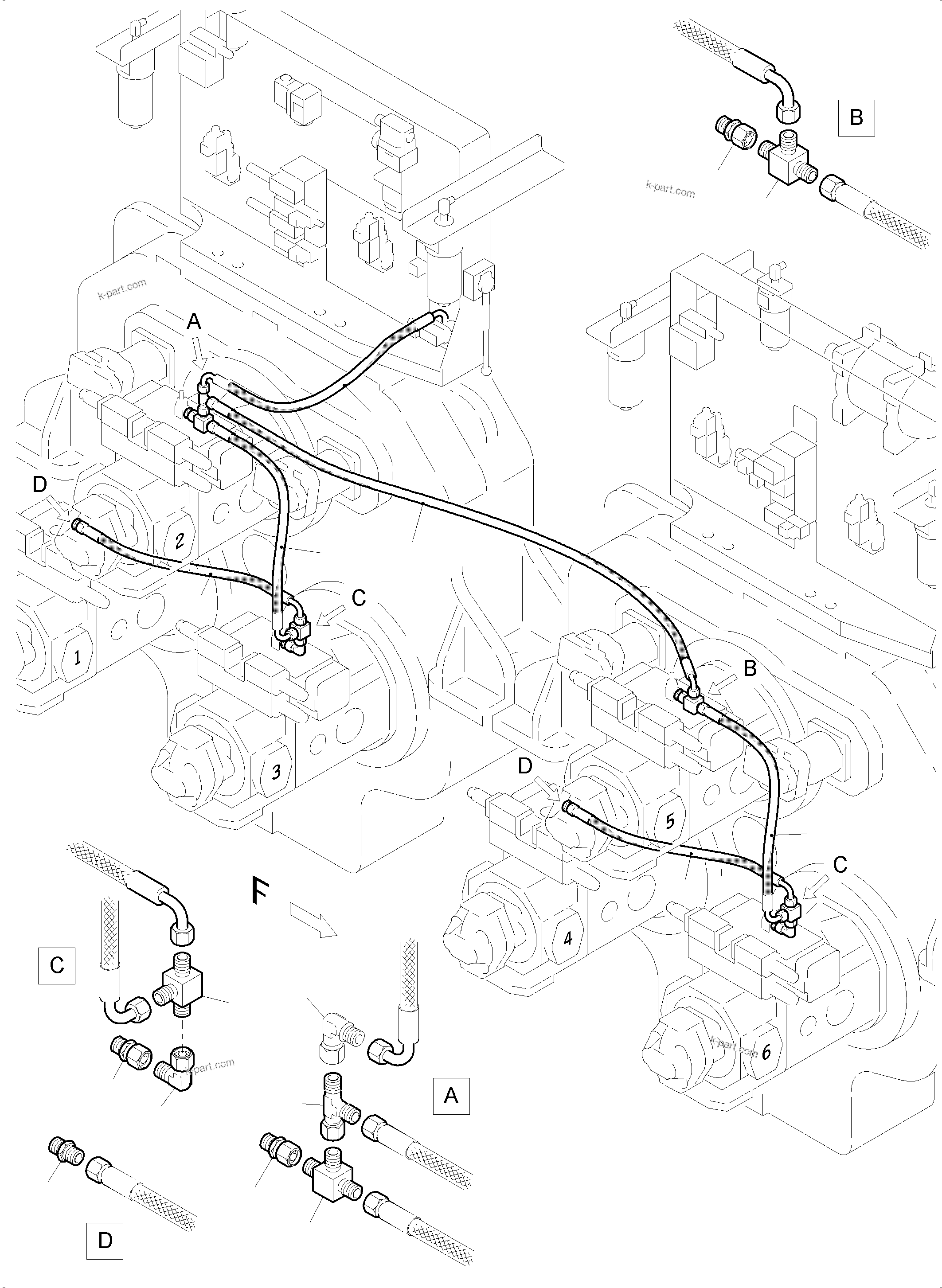 Komatsu parts book diagram for PC5500-6 S/N 15049: MAIN PUMP CONTROL