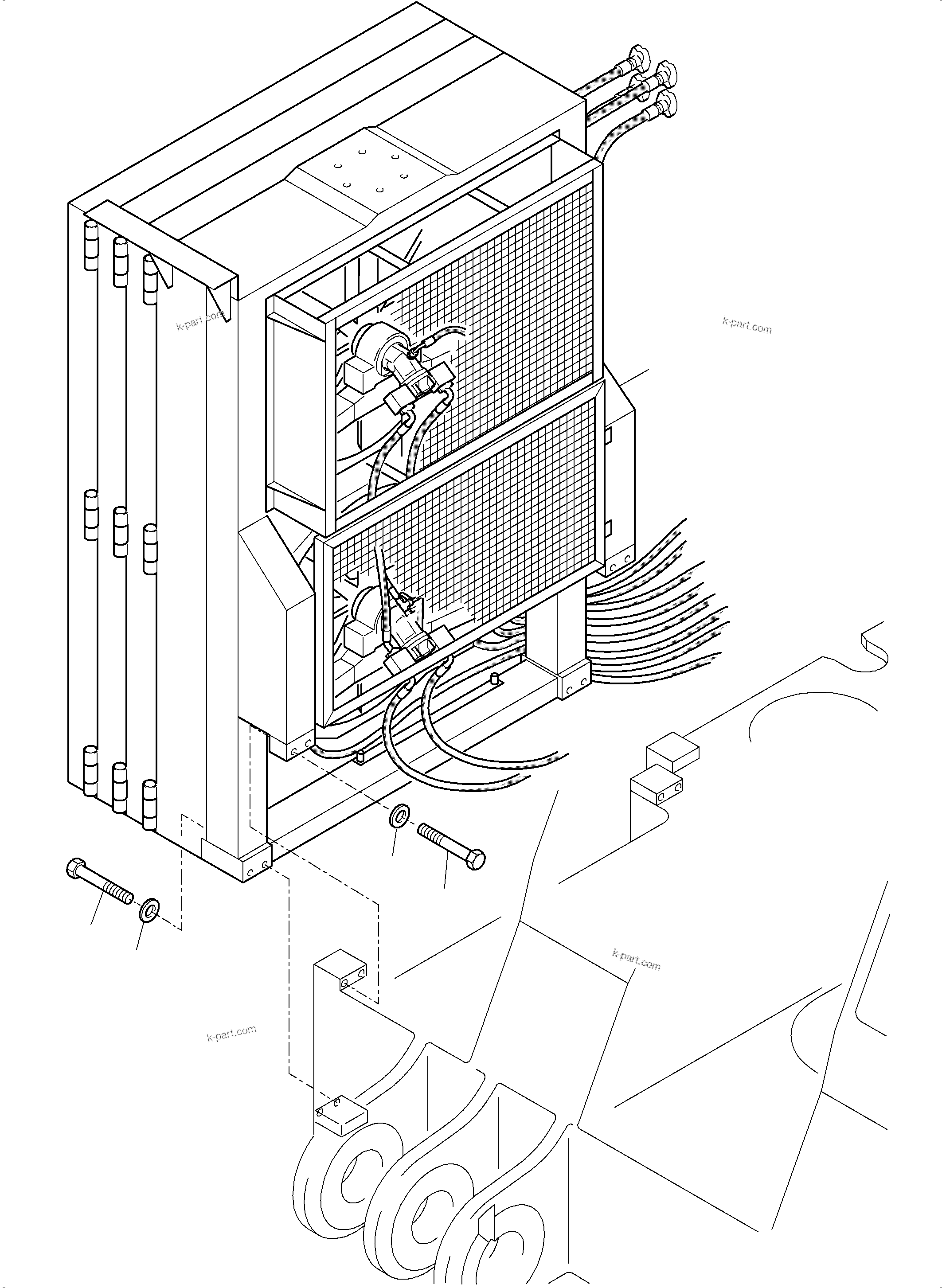 Komatsu parts book diagram for PC5500-6 S/N 15049: OIL COOLER SYSTEM