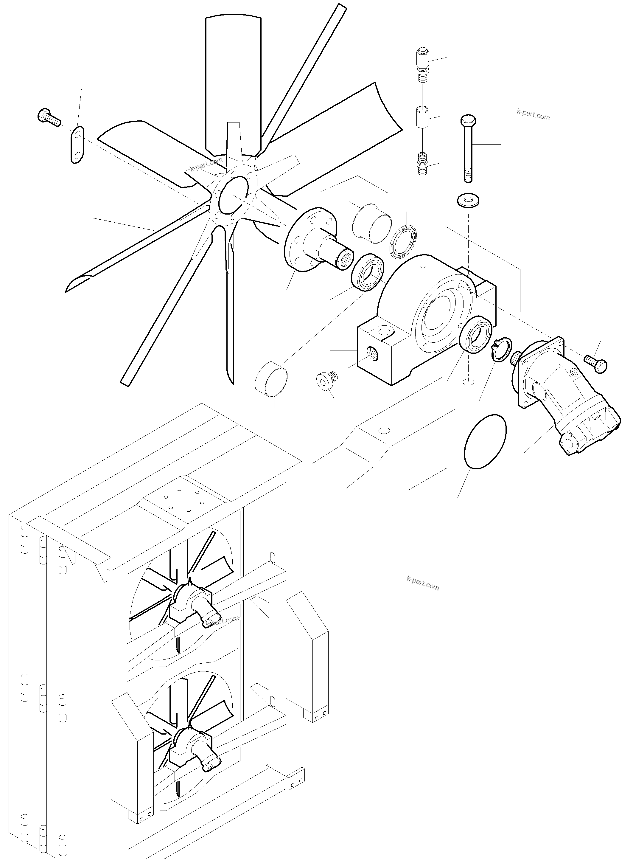 Komatsu parts book diagram for PC5500-6 S/N 15049: OIL COOLER - FAN DRIVE
