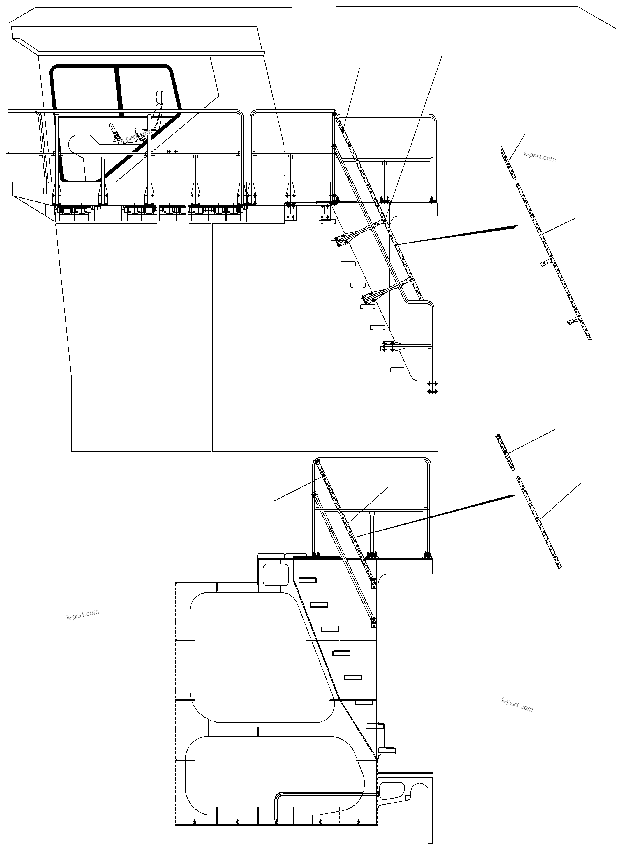 Komatsu parts book diagram for PC5500-6 S/N 15049: MODIFICATION HAND RAIL