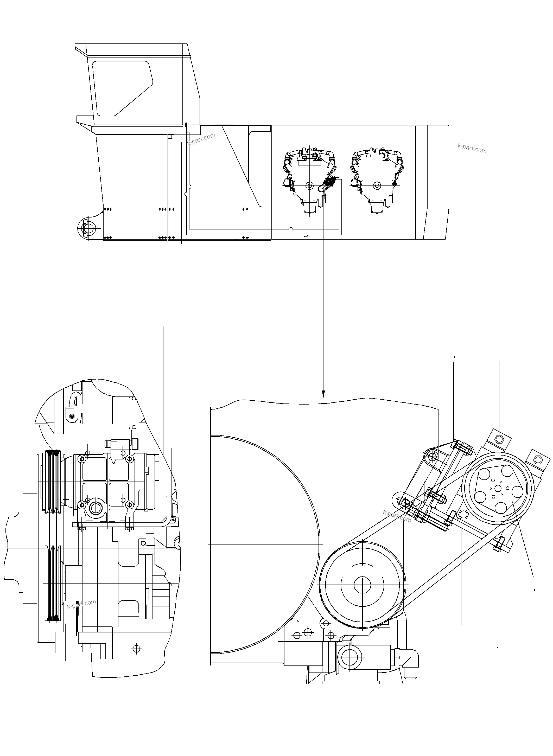 Komatsu parts book diagram for PC5500-6 S/N 15049: AIR CONDITION. COMPRESSOR DRIVE