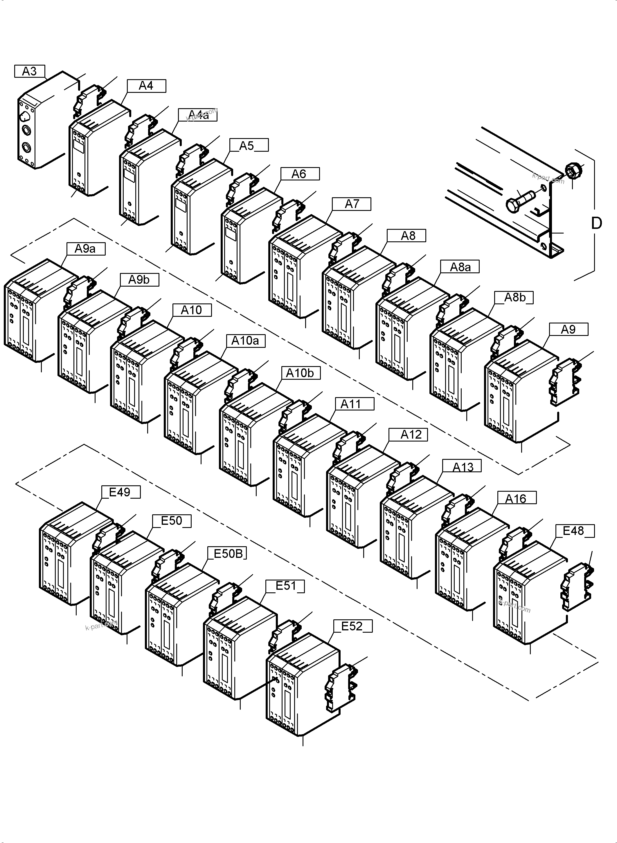 Komatsu parts book diagram for PC5500-6 S/N 15049: SWITCH FRAMING X2