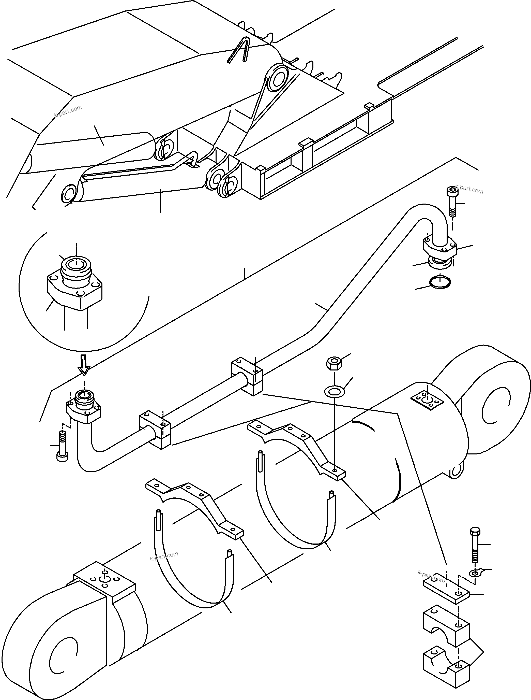 Komatsu parts book diagram for PC5500-6 S/N 15049: PIPING - BOOM CYLINDER BACKHOE BUCKET