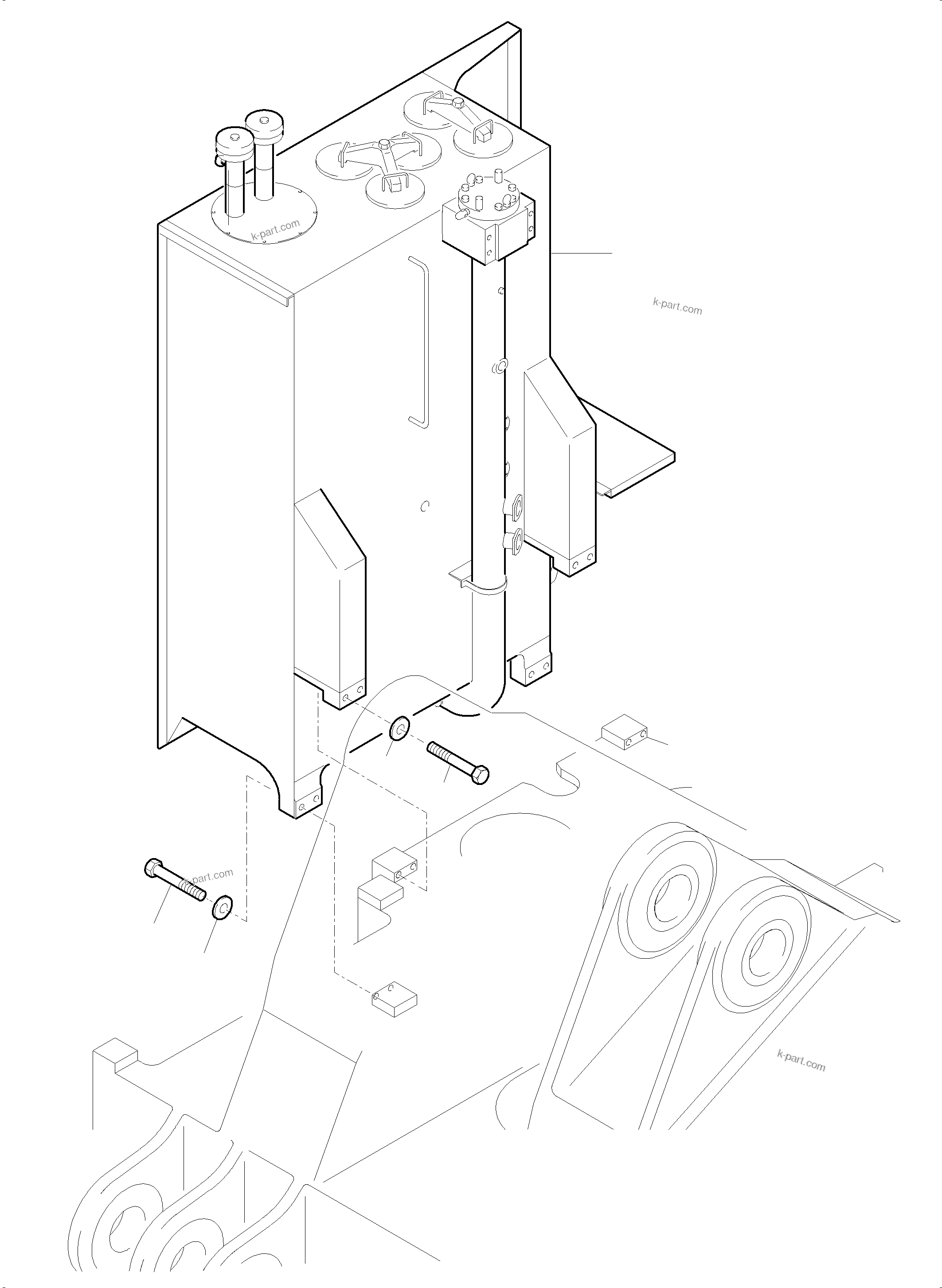 Komatsu parts book diagram for PC5500-6 S/N 15049: MAIN OIL TANK, MOUNTING