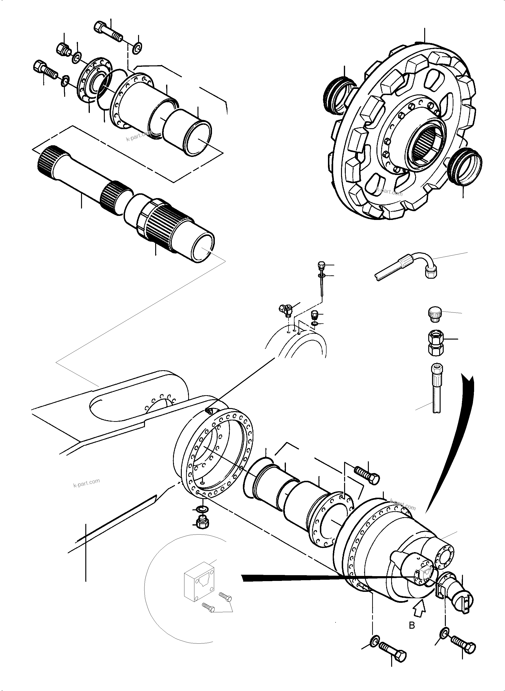 Komatsu parts book diagram for PC5500-6 S/N 15049: TRACK GROUP DRIVE SPROCKET SIDE R.H. AND L.H., NT/TT
