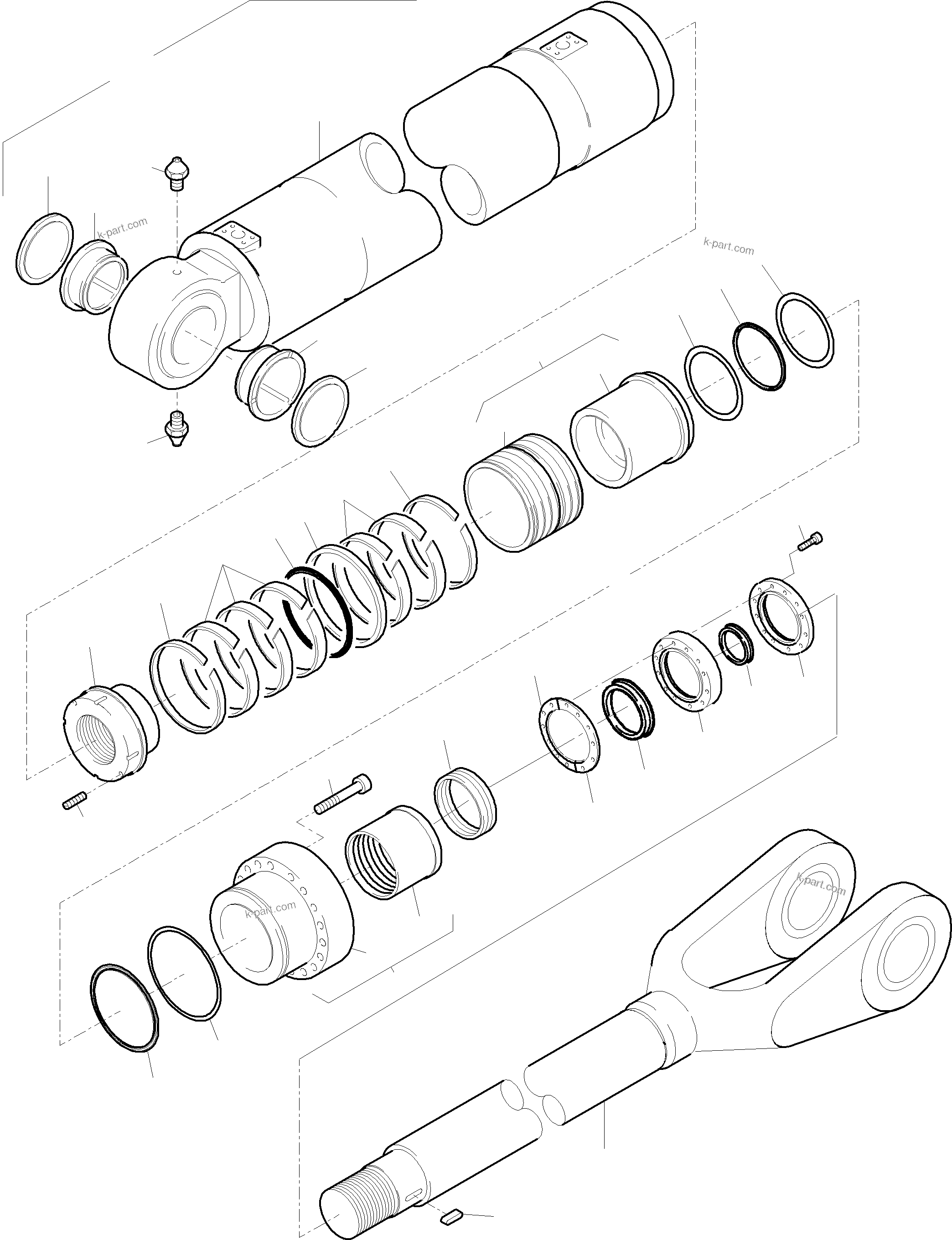 Komatsu parts book diagram for PC5500-6 S/N 15049: HYDRAULIC CYLINDER
