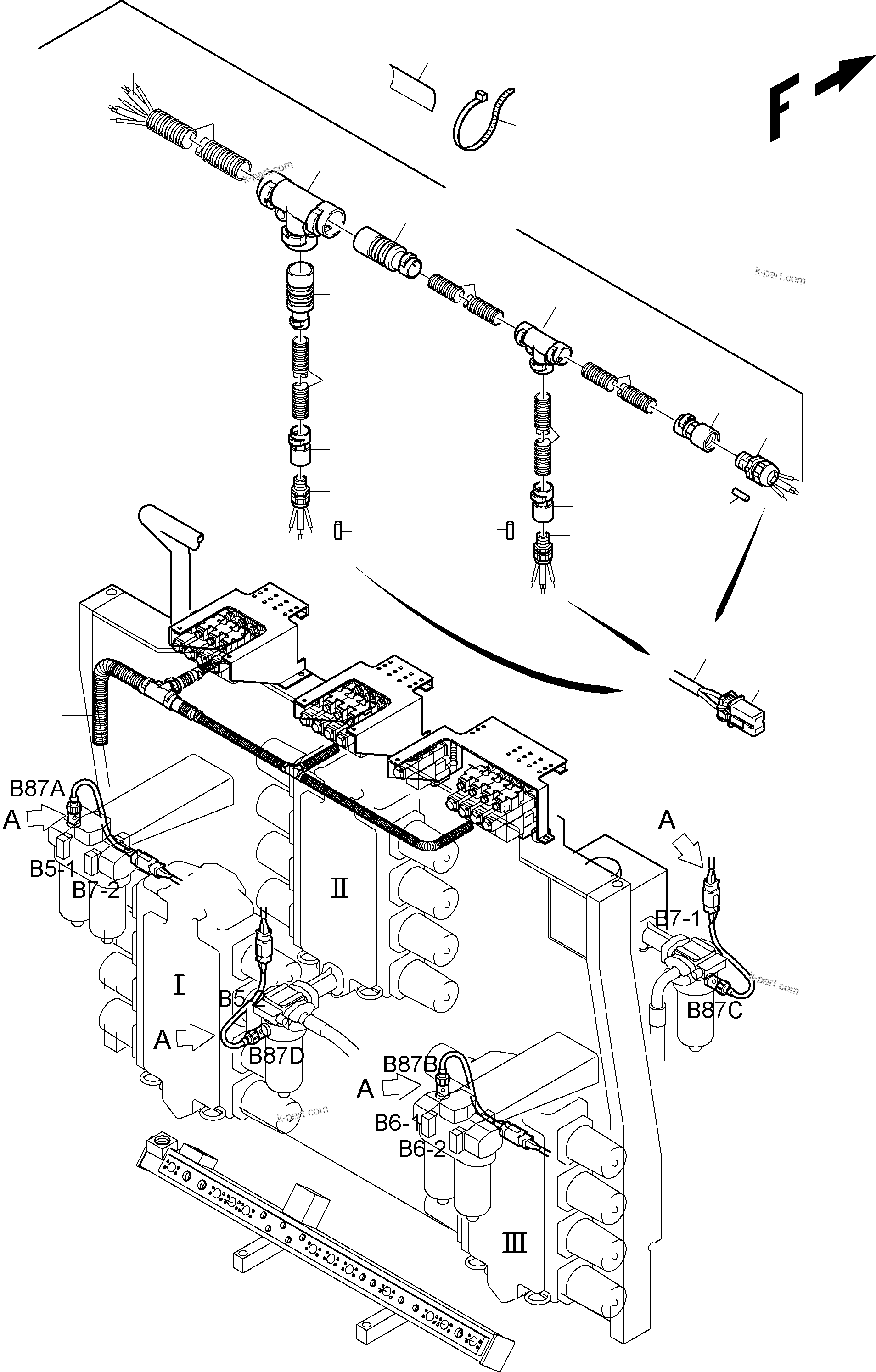 Komatsu parts book diagram for PC5500-6 S/N 15049: CABLES - CONTROL BLOCKS - H.P.-FILTER