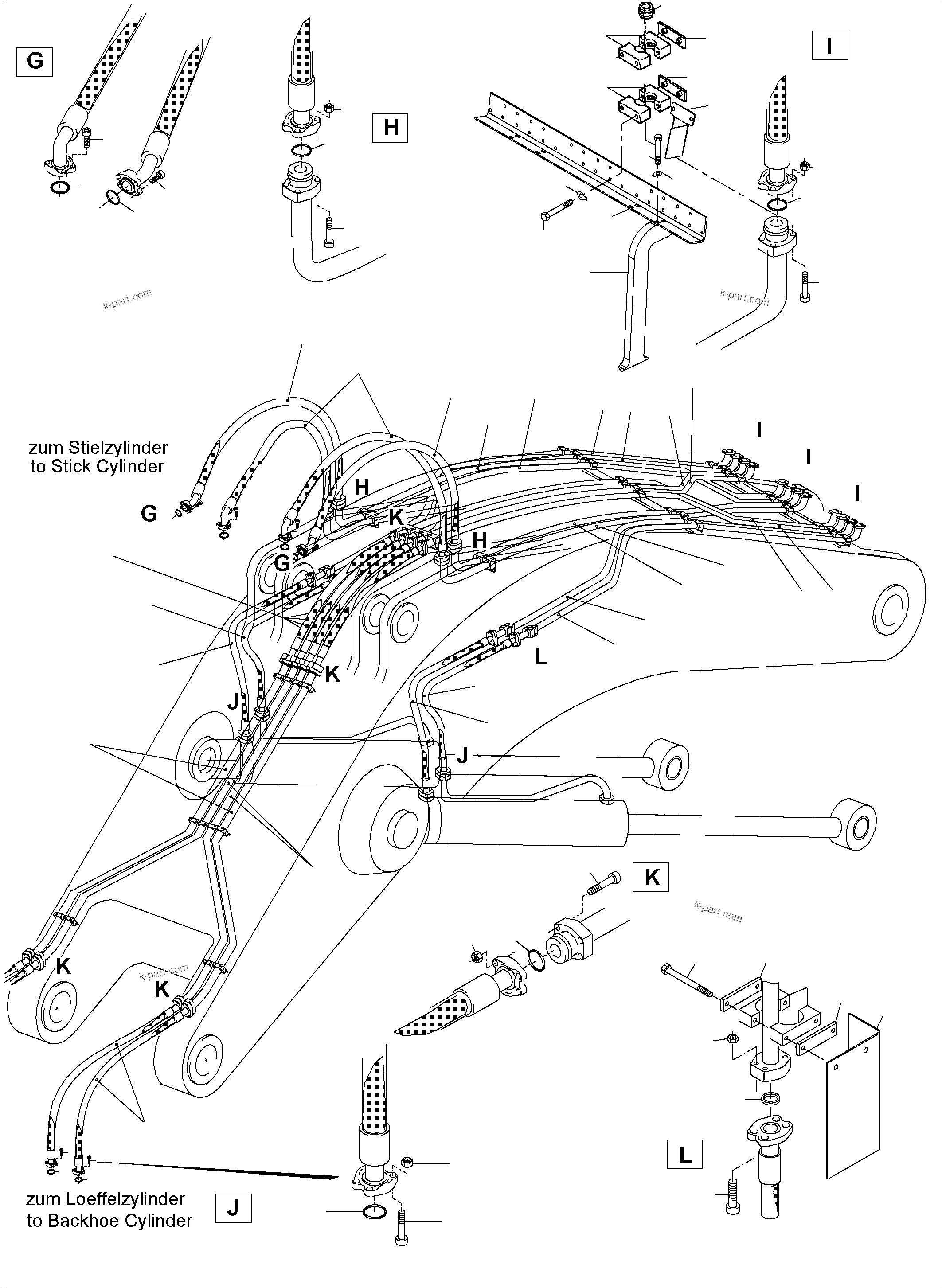 Komatsu parts book diagram for PC5500-6 S/N 15049: BACKHOE  BOOM