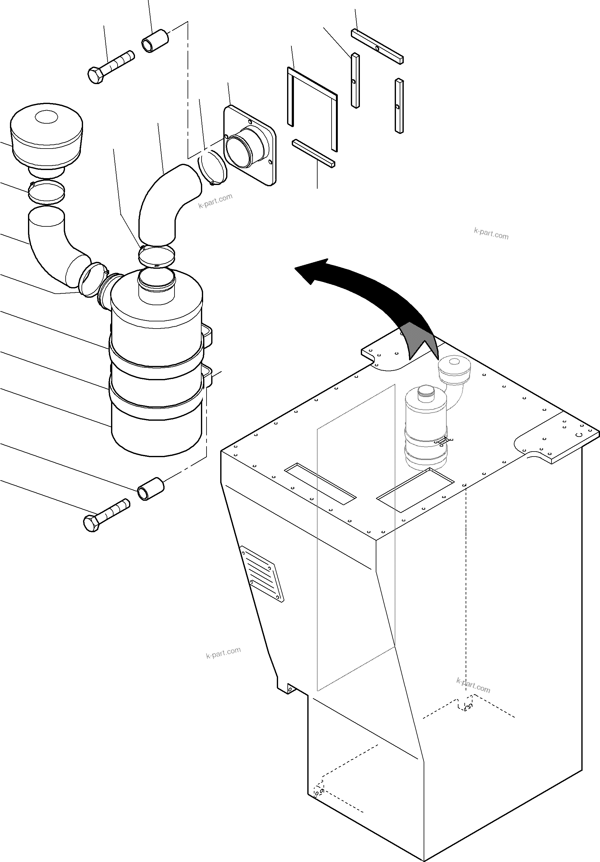 Komatsu parts book diagram for PC5500-6 S/N 15049: CABIN AIR FILTER MODIFICATION