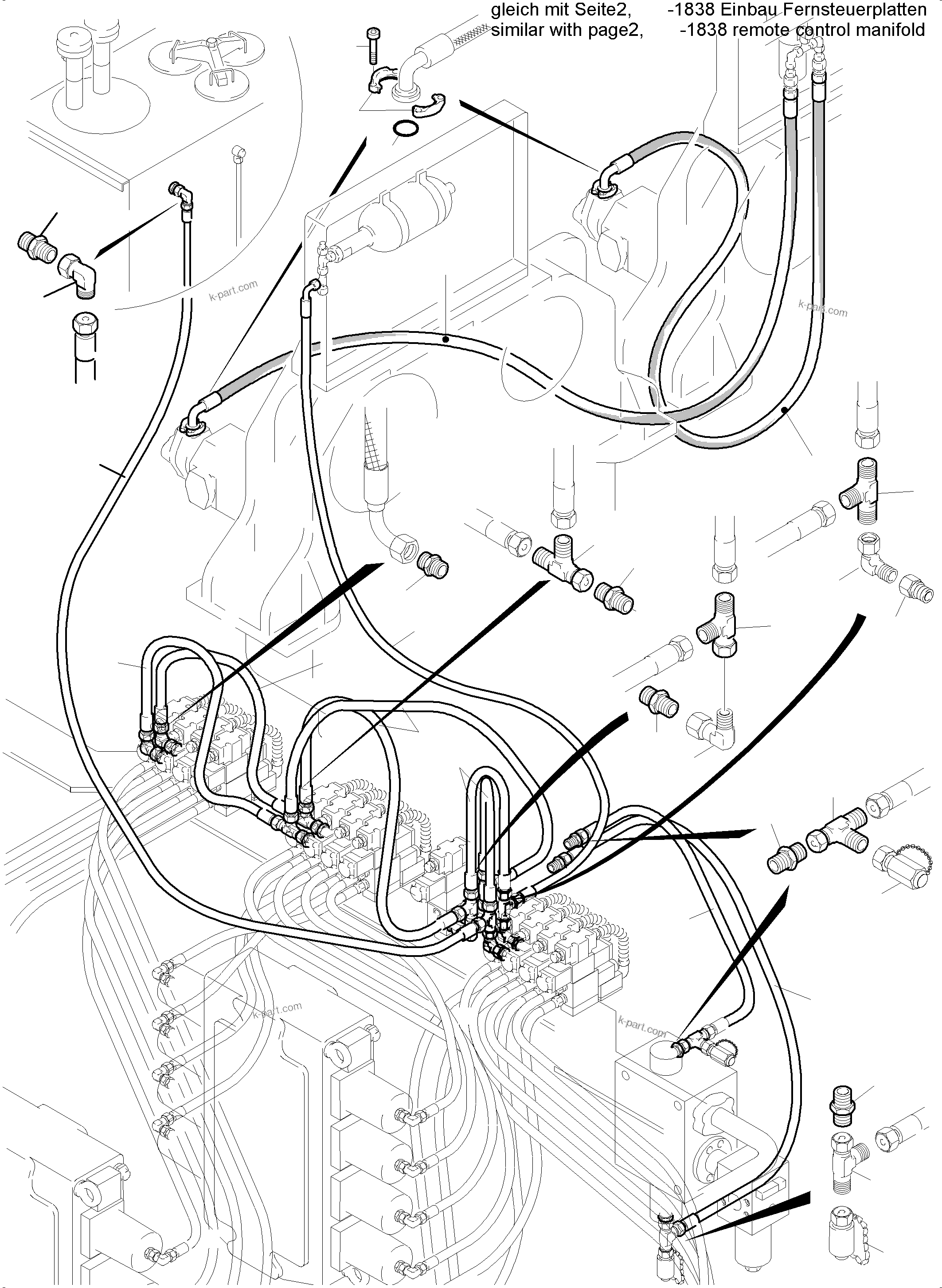 Komatsu parts book diagram for PC5500-6 S/N 15049: PILOT OIL LINES