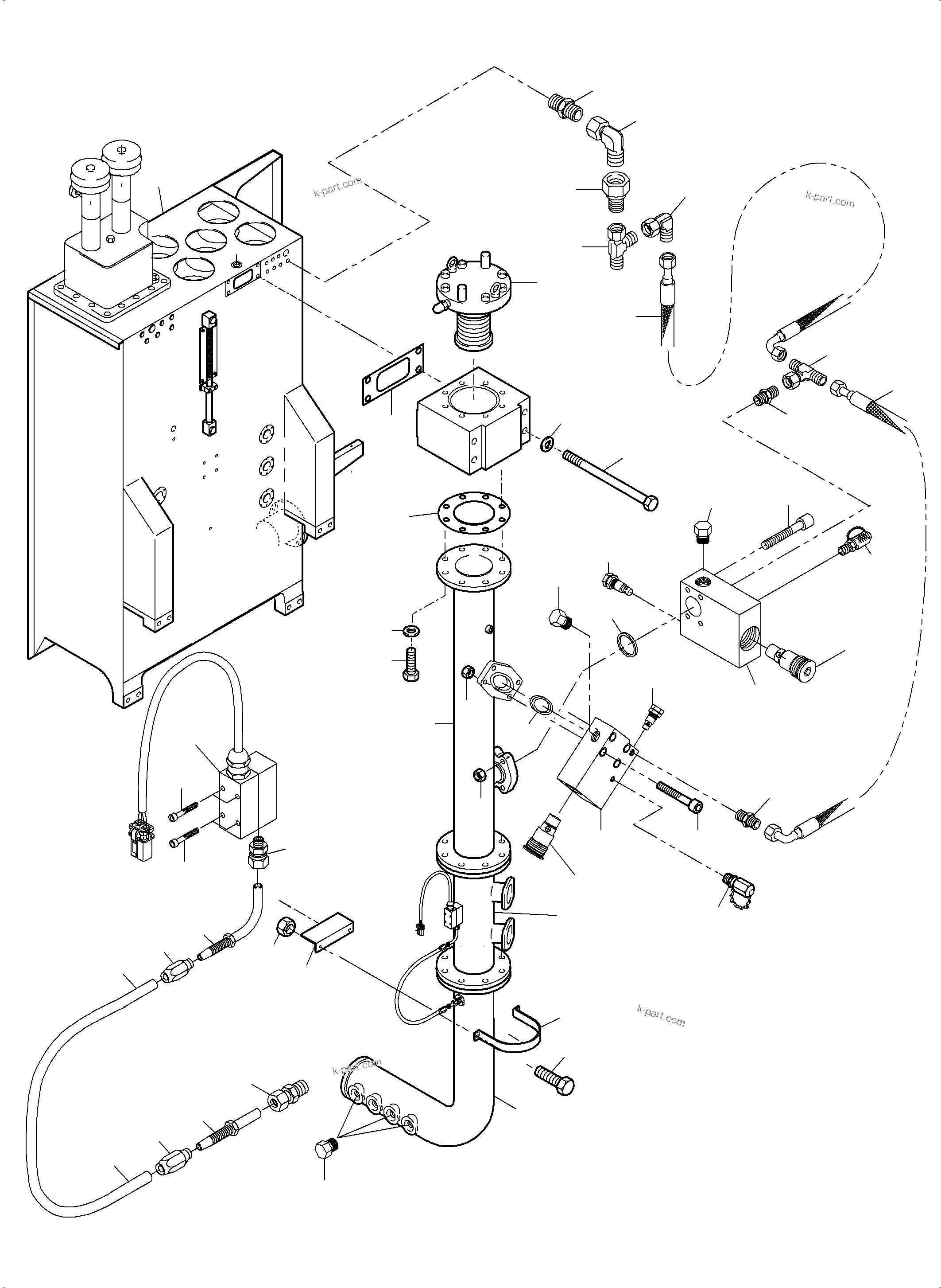 Komatsu parts book diagram for PC5500-6 S/N 15049: MAIN OIL TANK