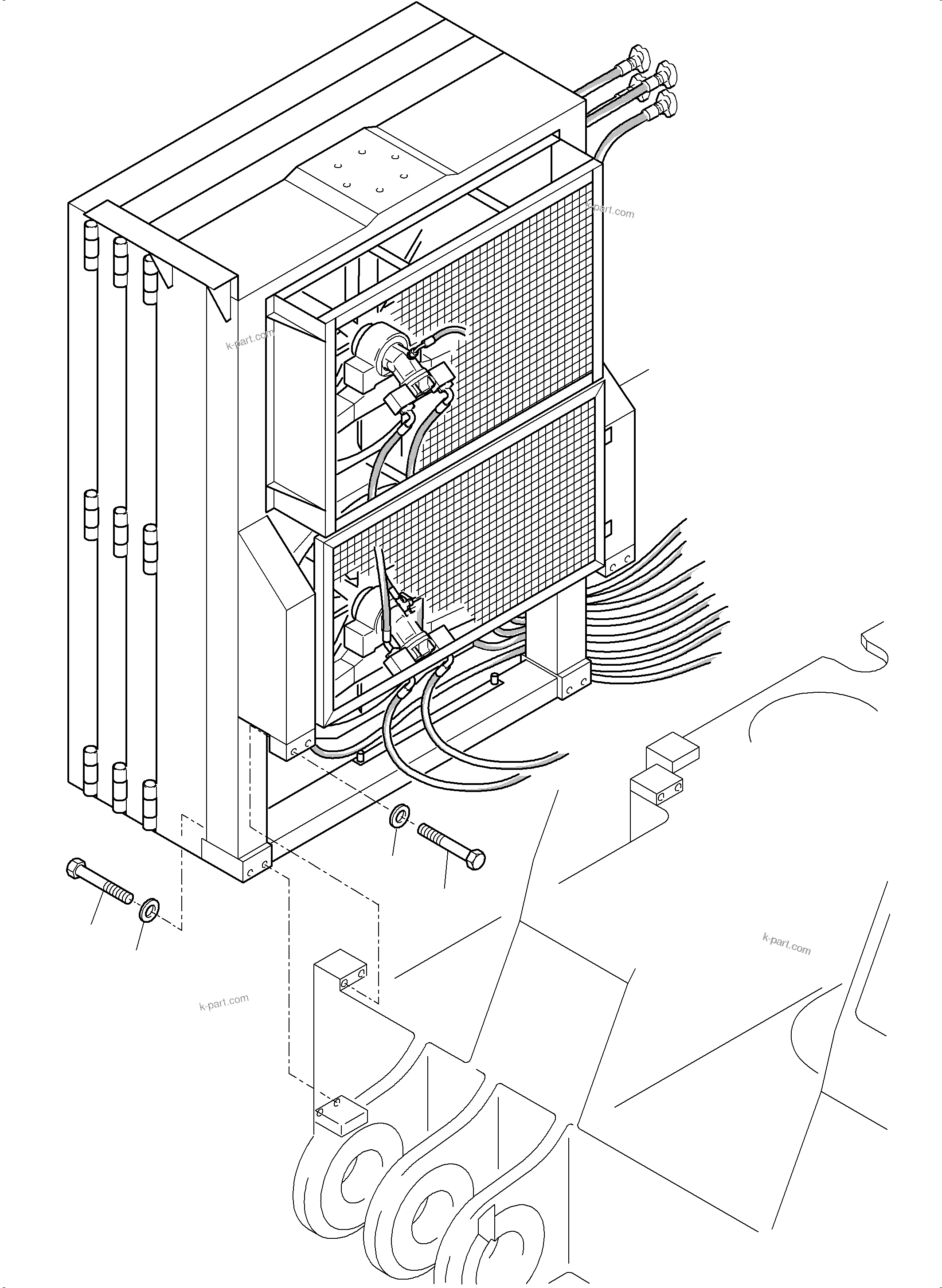 Komatsu parts book diagram for PC5500-6 S/N 15056: OIL COOLER SYSTEM