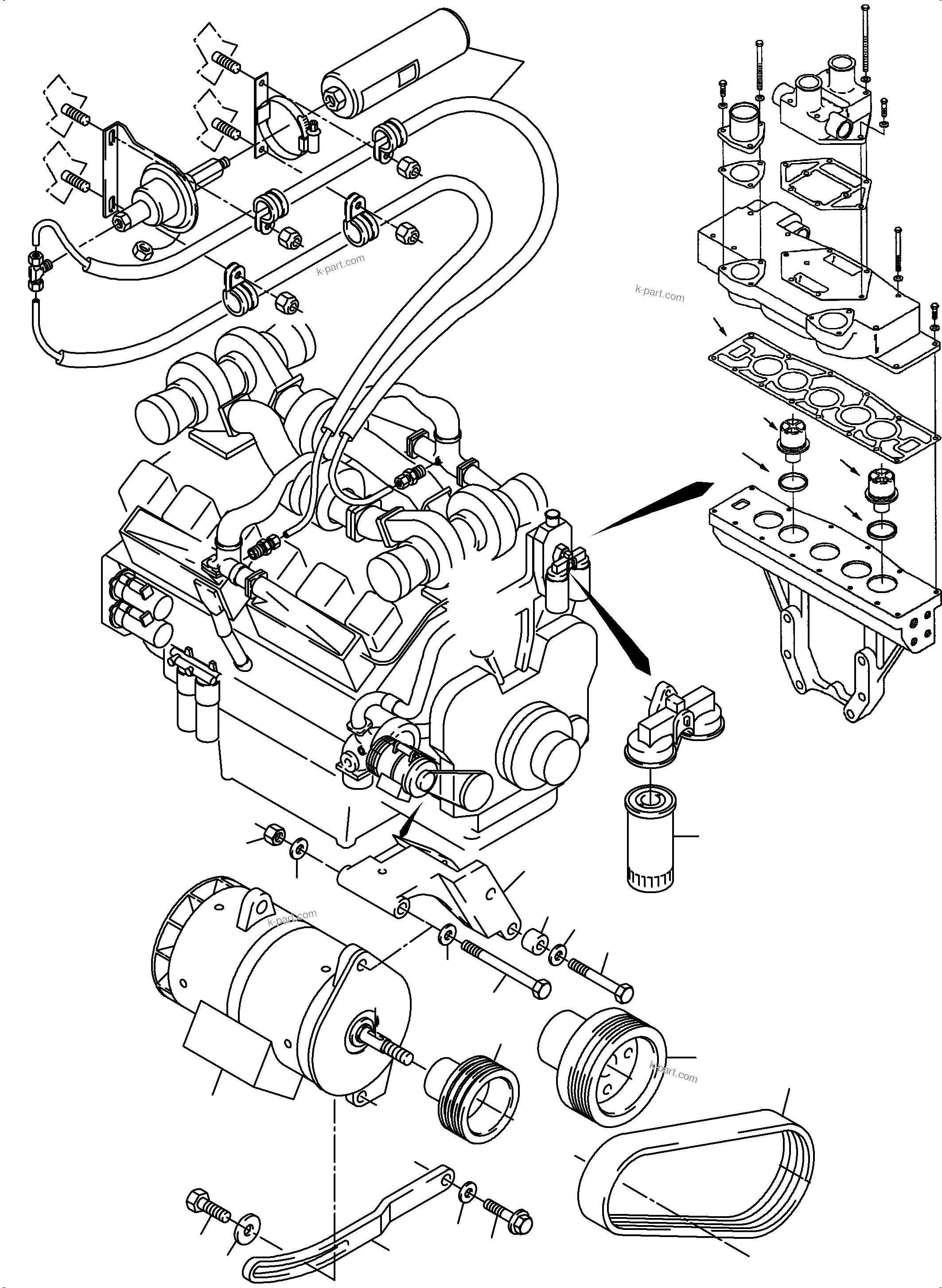 Komatsu parts book diagram for PC5500-6 S/N 15056: DIESEL ENGINE